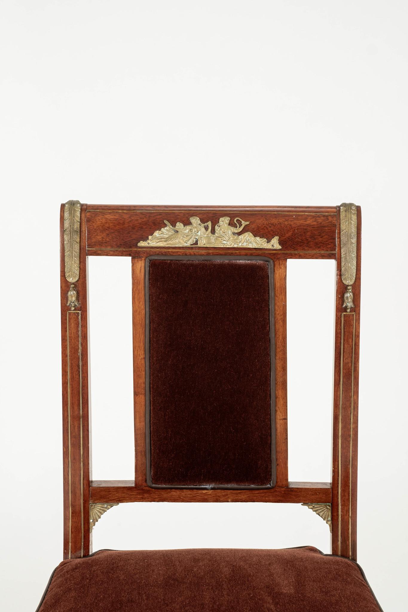 Laiton Chaise d'appoint Empire Revive du 19e siècle en vente