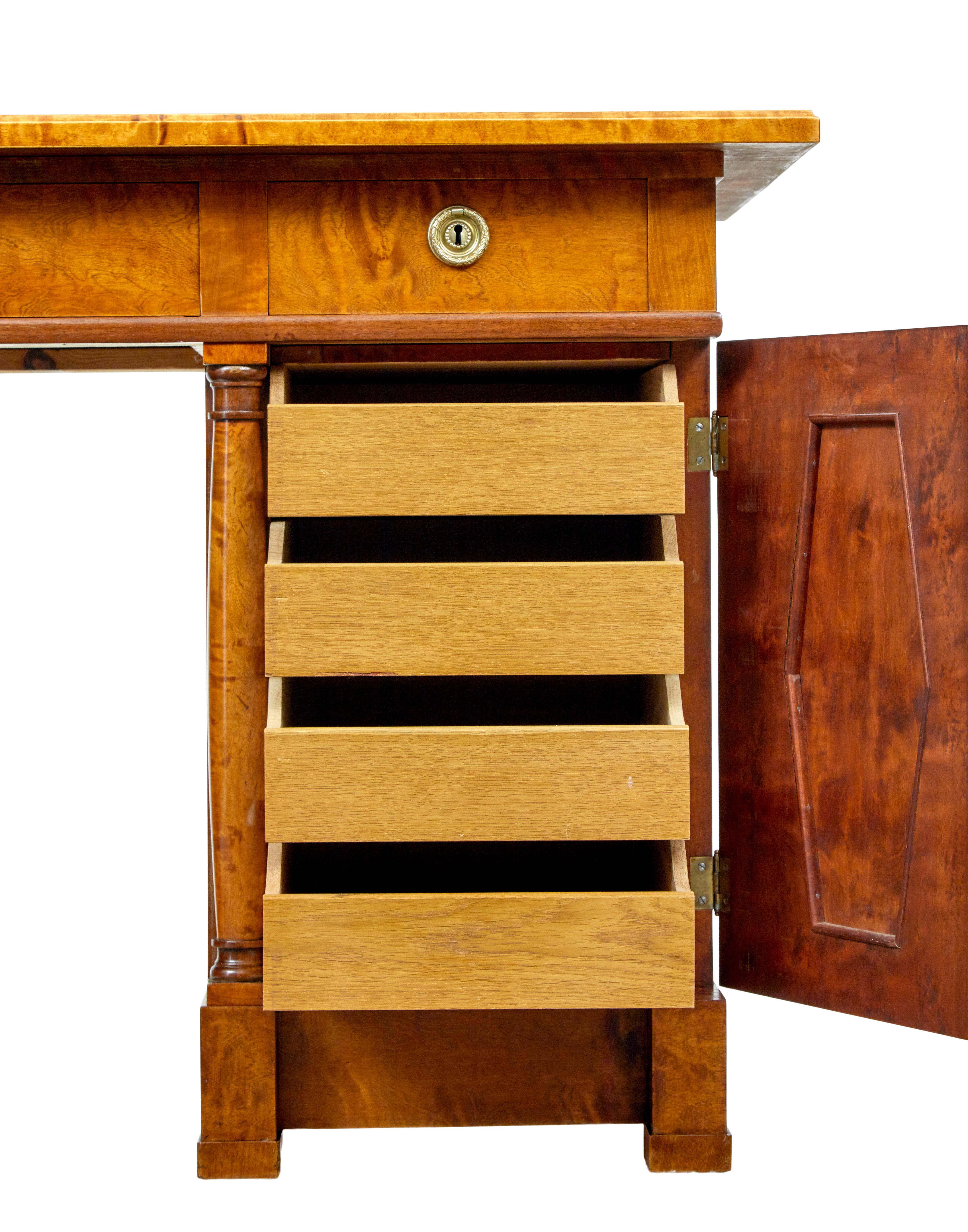19th Century 19th century empire revival Swedish birch desk For Sale