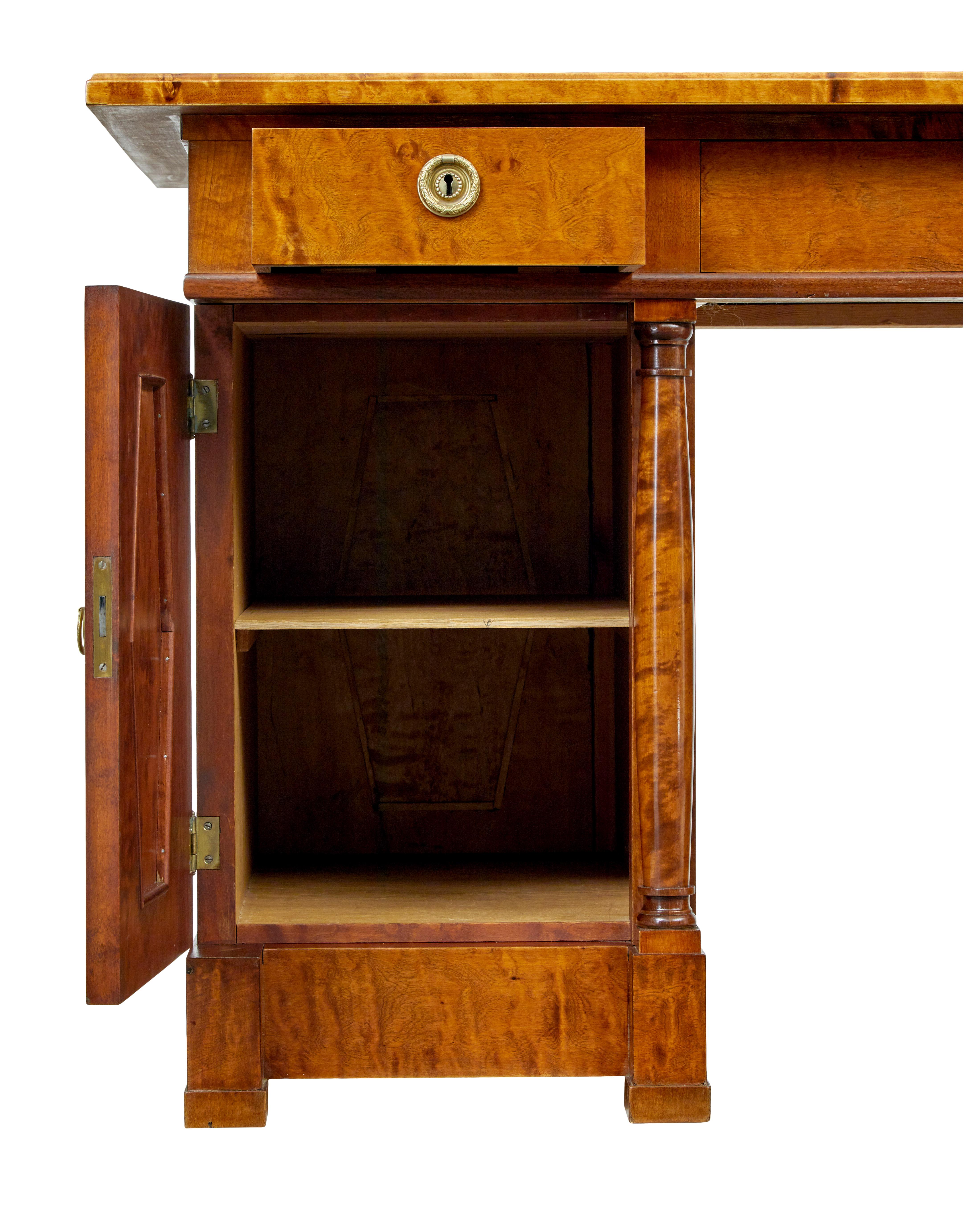 Birch 19th century empire revival Swedish birch desk For Sale