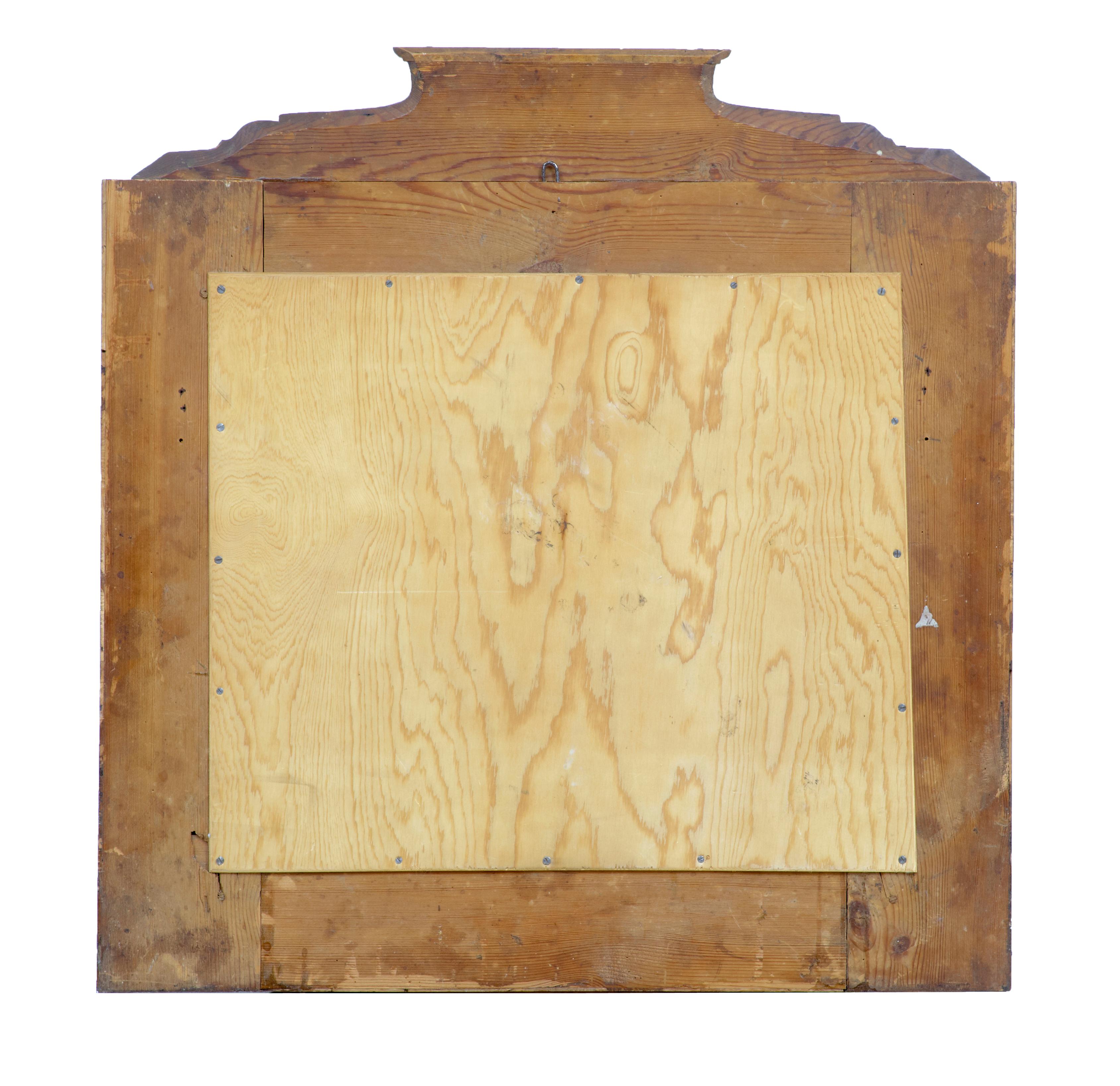 19th century Russian root birch overmantle mirror circa 1830.

Made with quality burr birch. Shaped architectural top, inlaid fans to the inner edge. Ideal size for multi rooms such as bedrooms and cloak rooms.

Good color and patina.

Minor