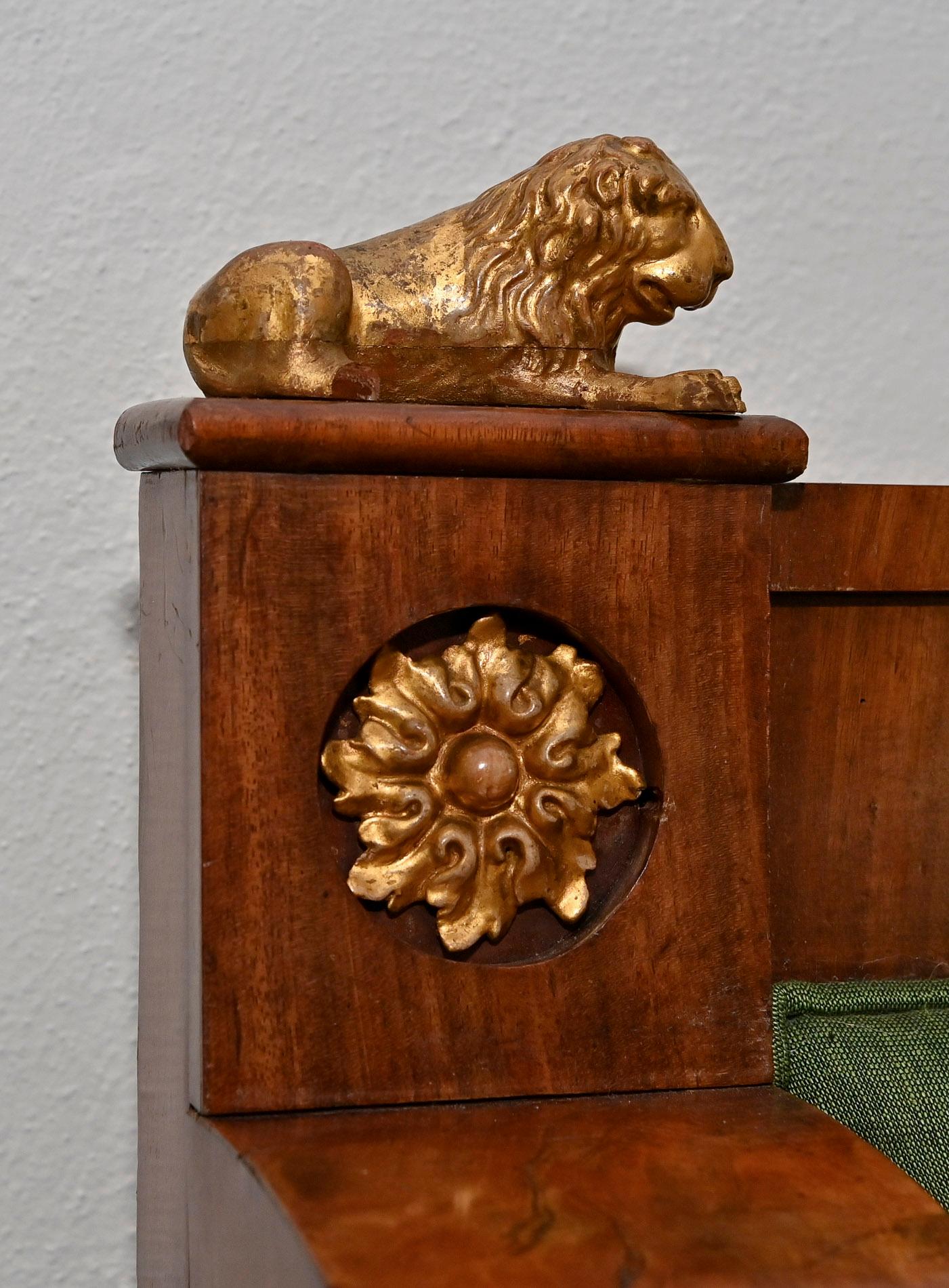 Veneer 19th Century Empire Sofa Berlin Brandenburg Mahogany Carved Gilded Lions For Sale
