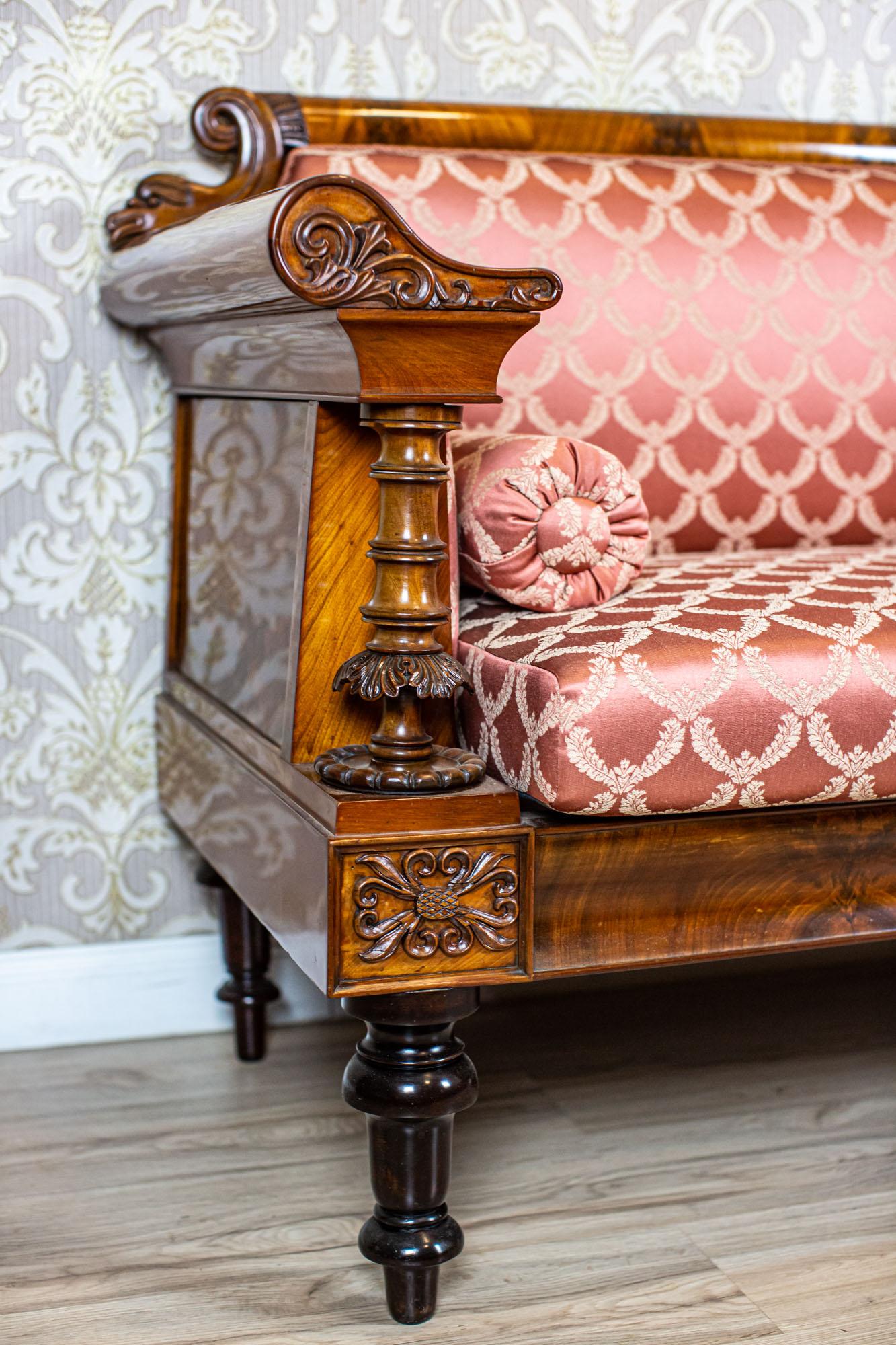 19th Century Empire Sofa in New Pink Upholstery 8