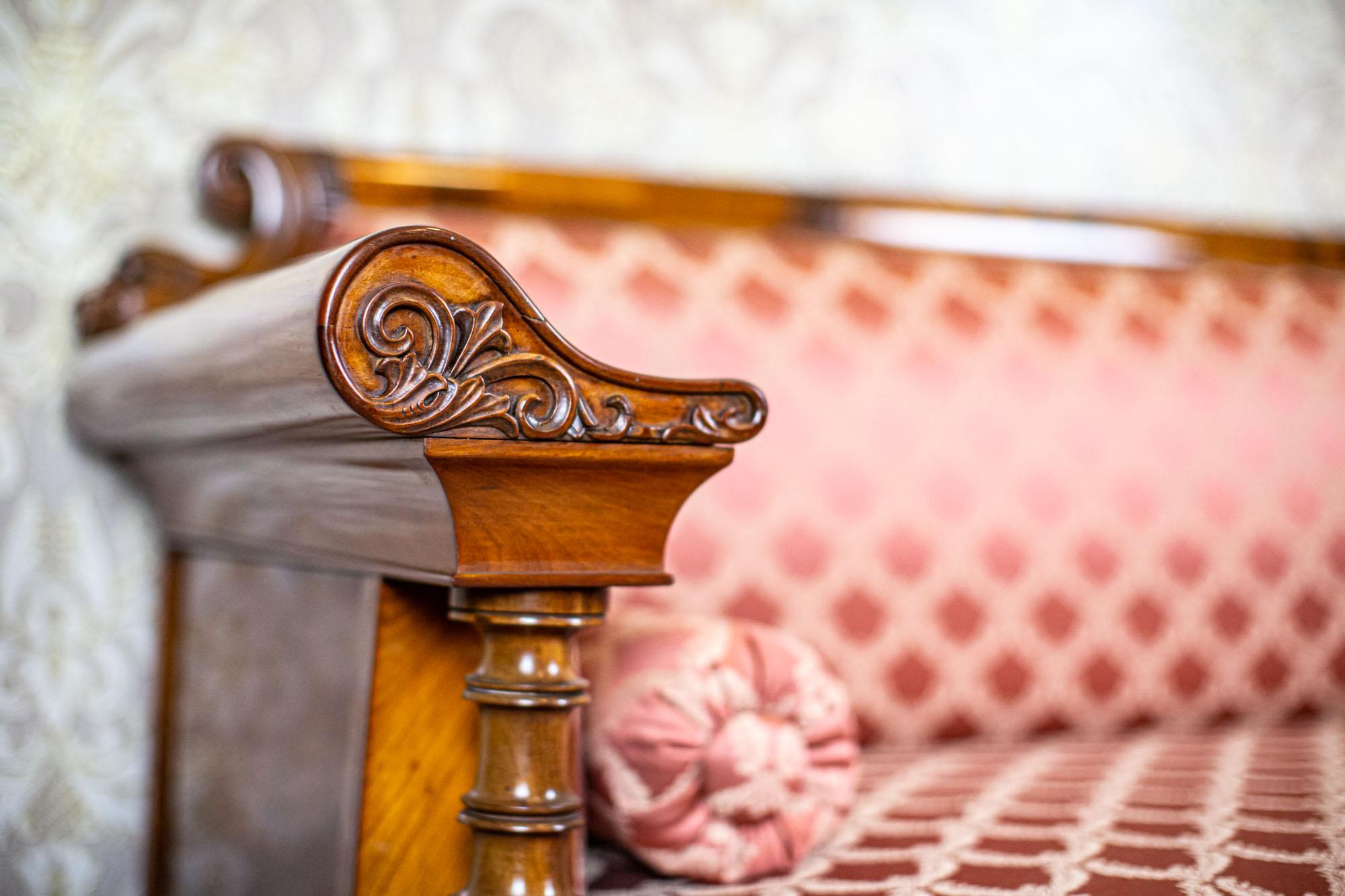 19th Century Empire Sofa in New Pink Upholstery 9