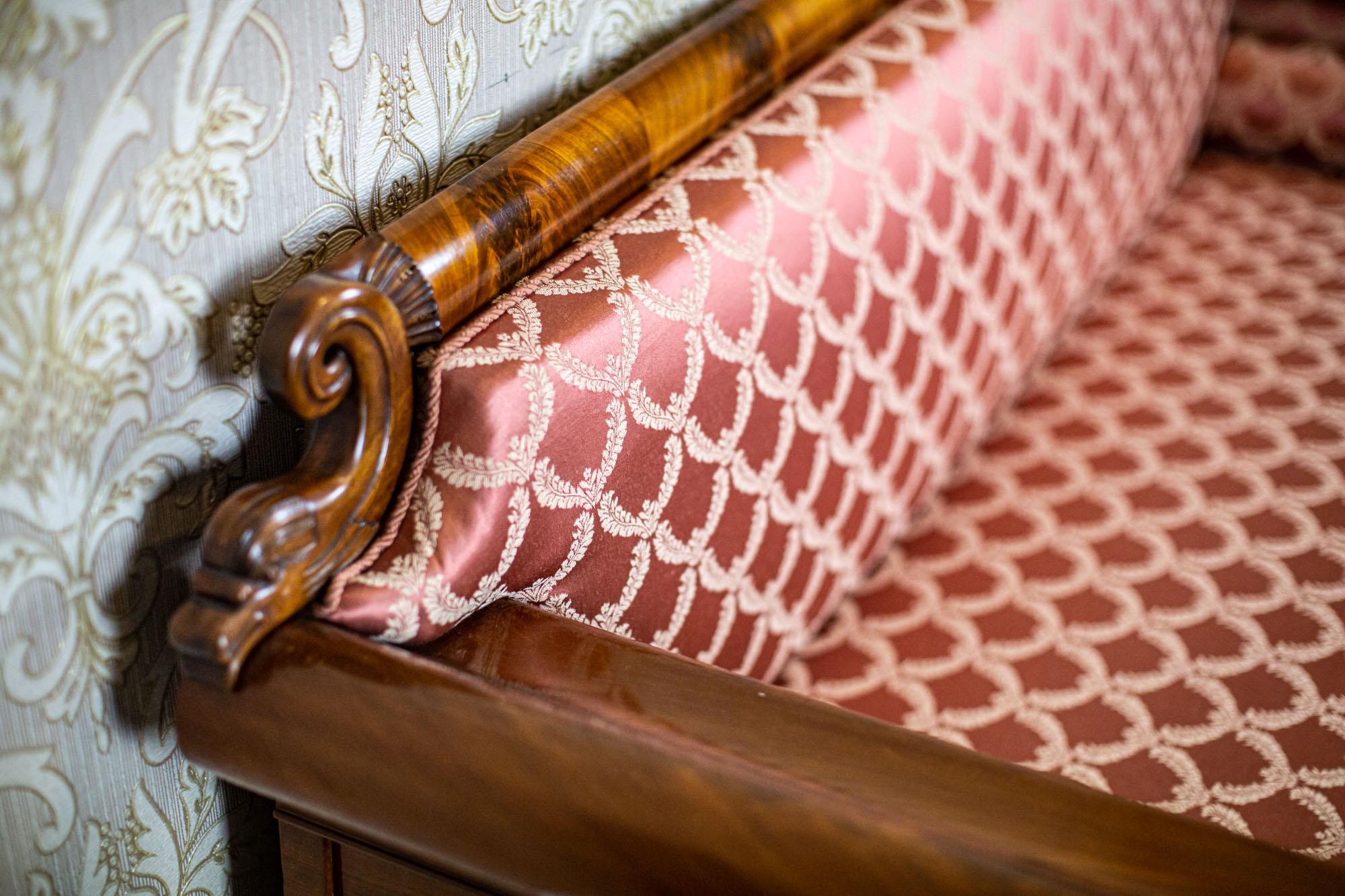 19th Century Empire Sofa in New Pink Upholstery 1