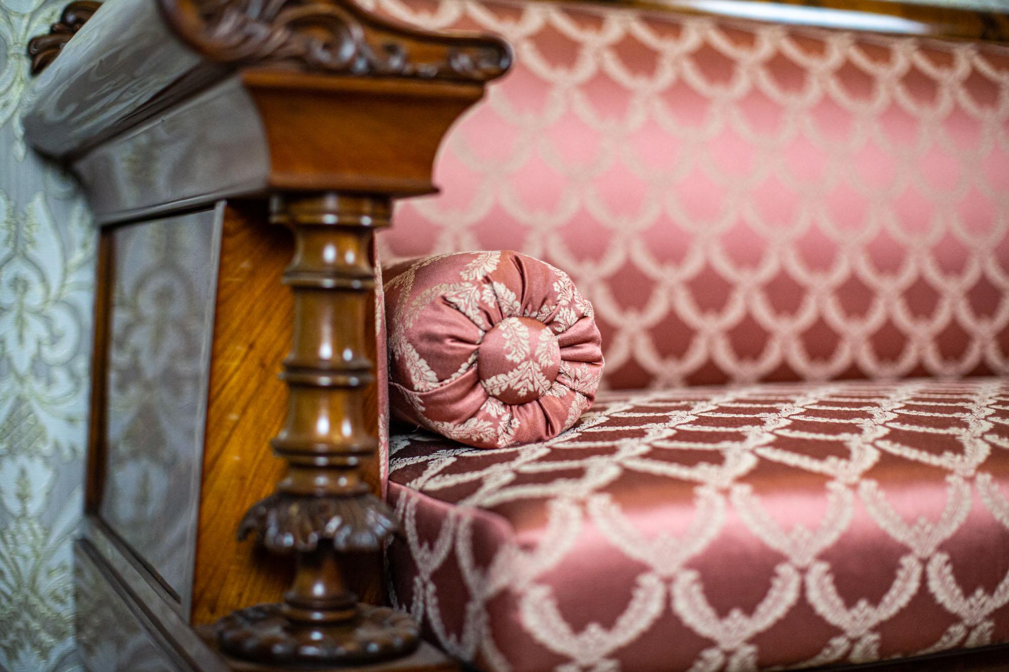 19th Century Empire Sofa in New Pink Upholstery 2