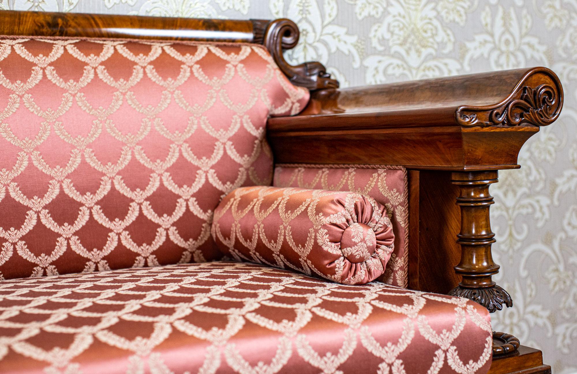 19th Century Empire Sofa in New Pink Upholstery 3