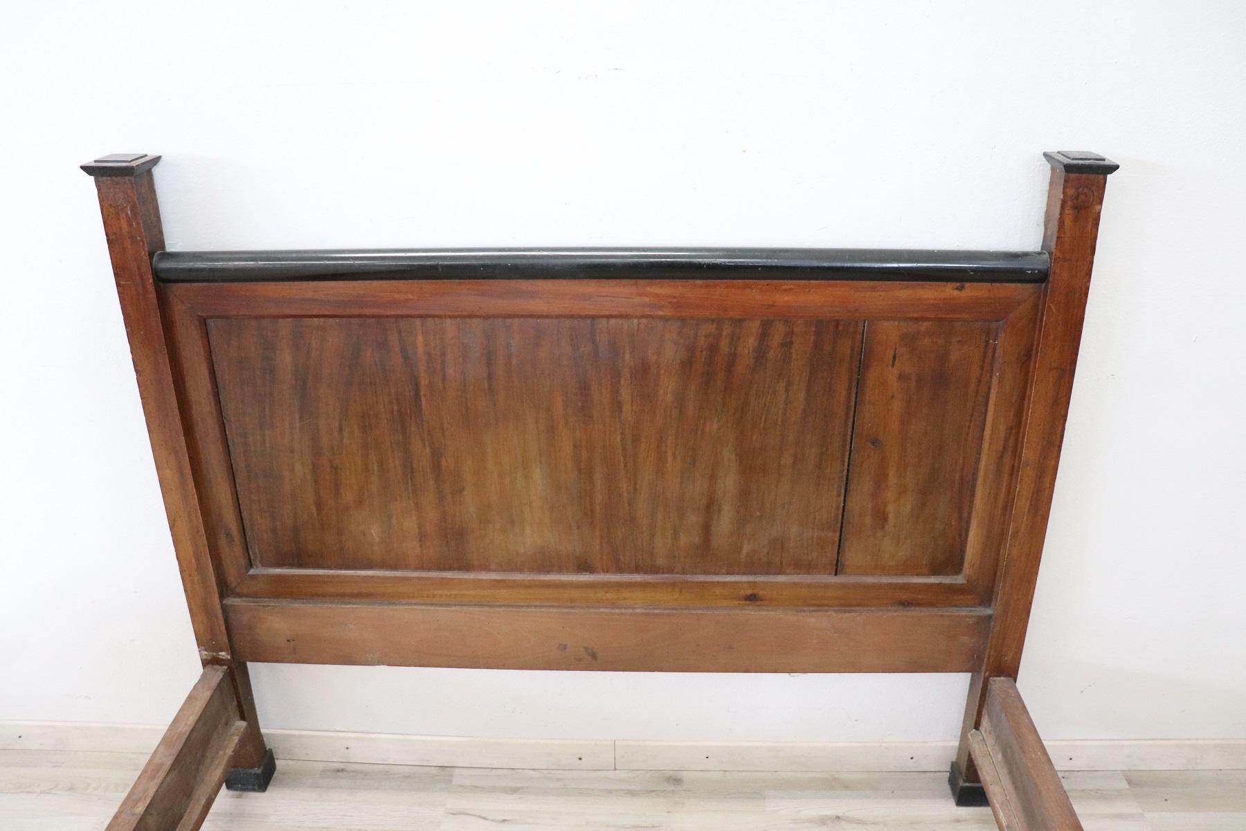 19th Century Empire Solid Walnut Antique Bed For Sale 3