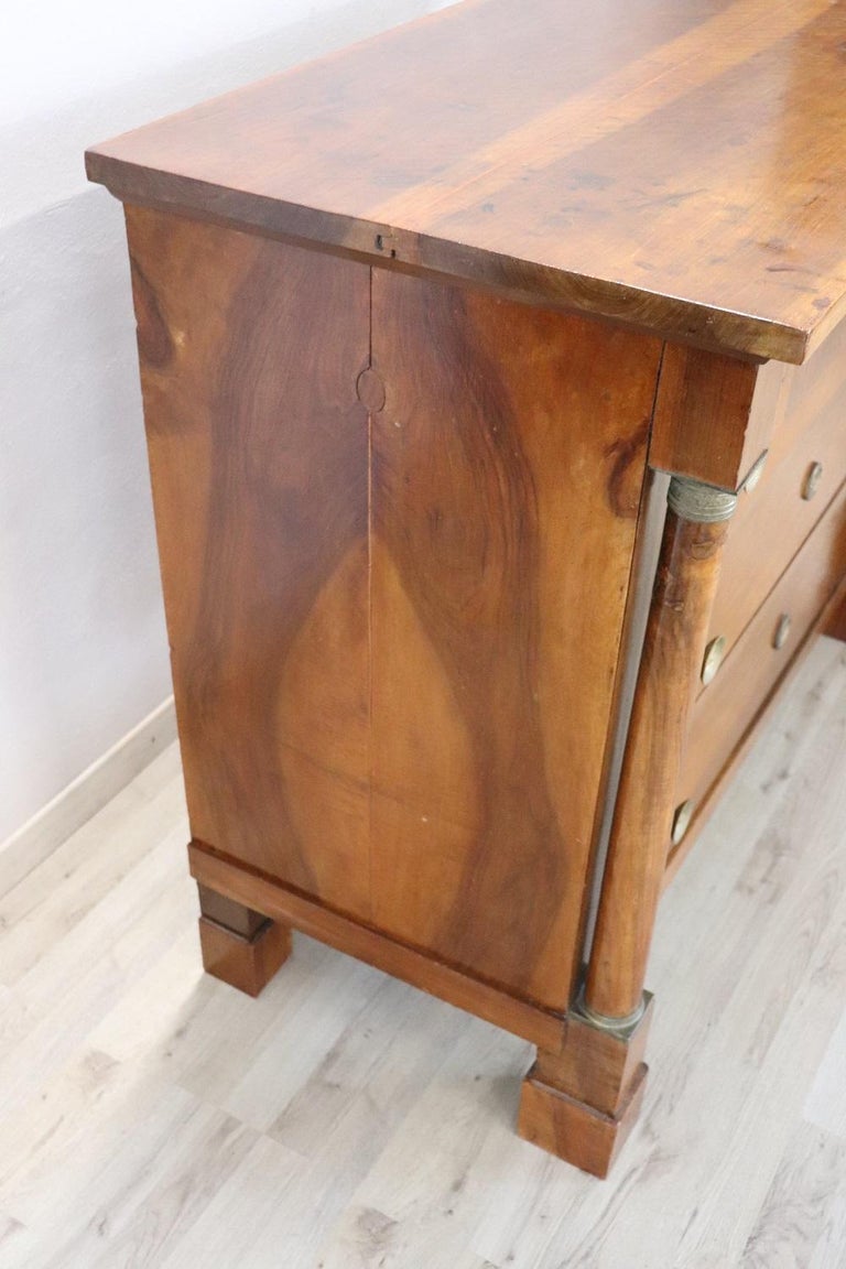 Inlay 19th Century Empire Solid Walnut Commode or Chest of Drawers For Sale