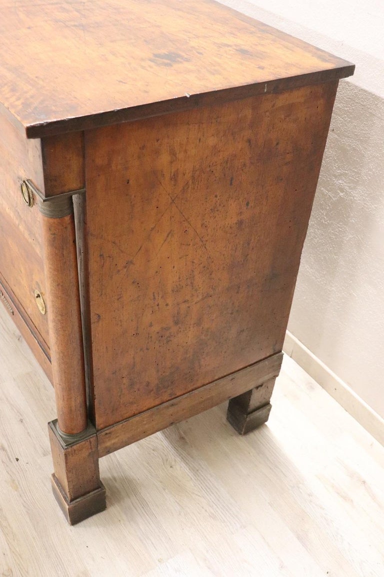 19th Century Empire Solid Walnut Commode or Chest of Drawers 1