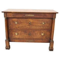 19th Century Empire Solid Walnut Commode or Chest of Drawers