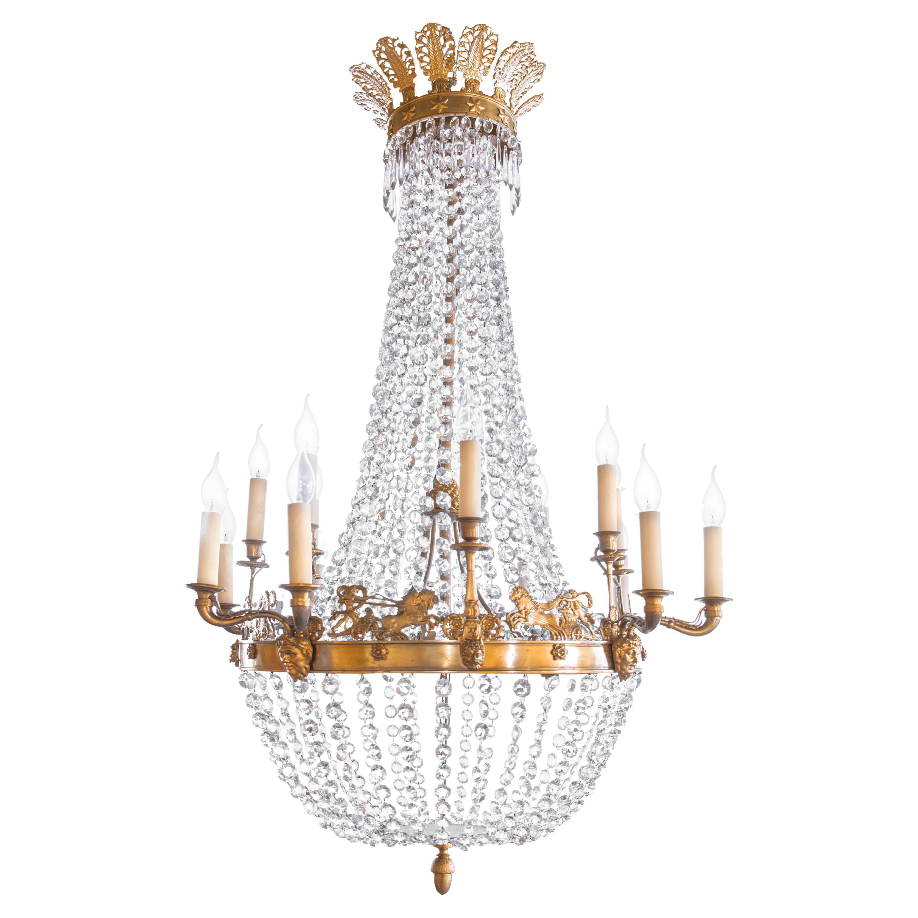 19th Century Empire Style 16-light Ormolu and Crystal Chandelier For ...