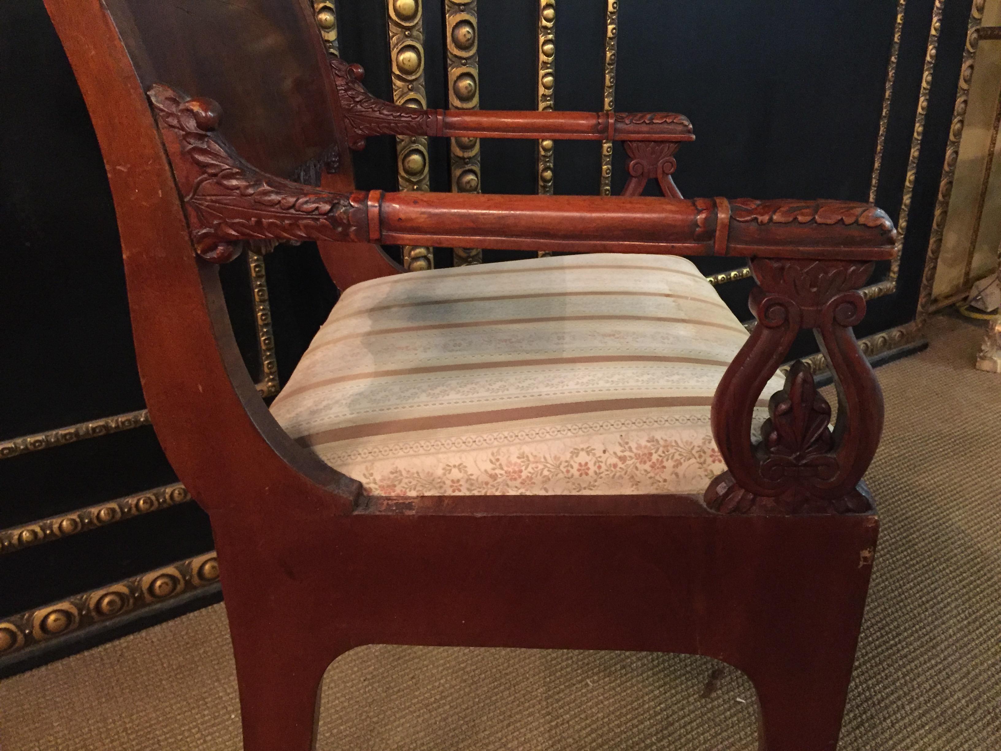 19th Century antique Empire Style a Russian Armchair Mahogany  veneer For Sale 6