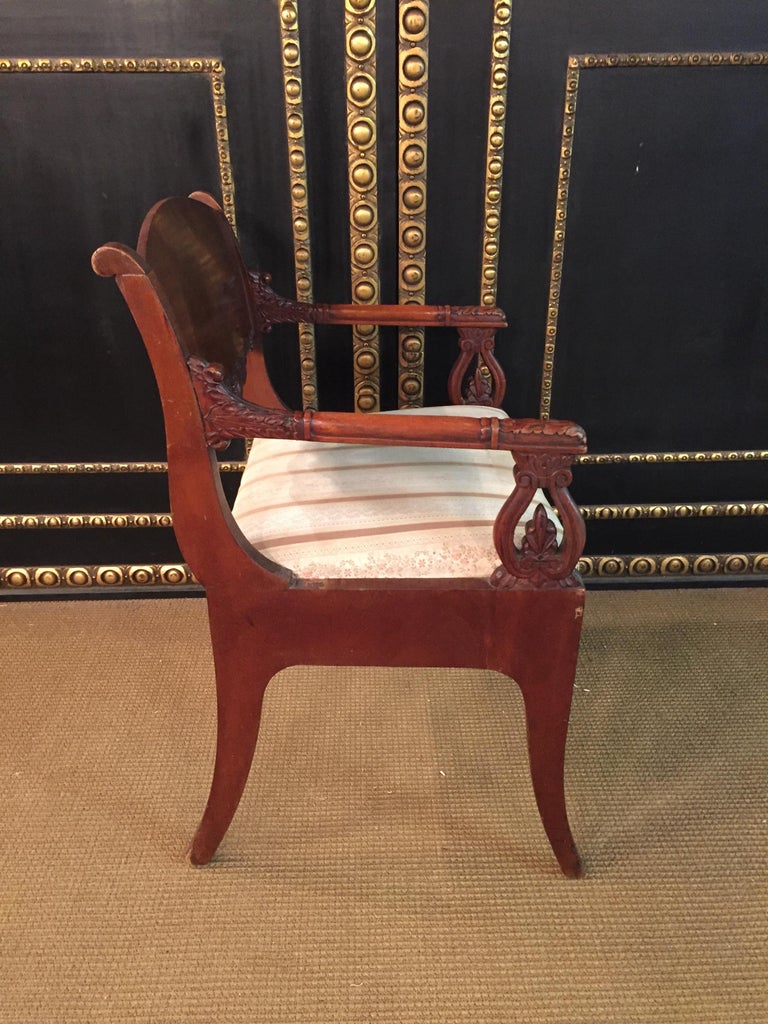 19th Century antique Empire Style a Russian Armchair Mahogany  veneer For Sale 2
