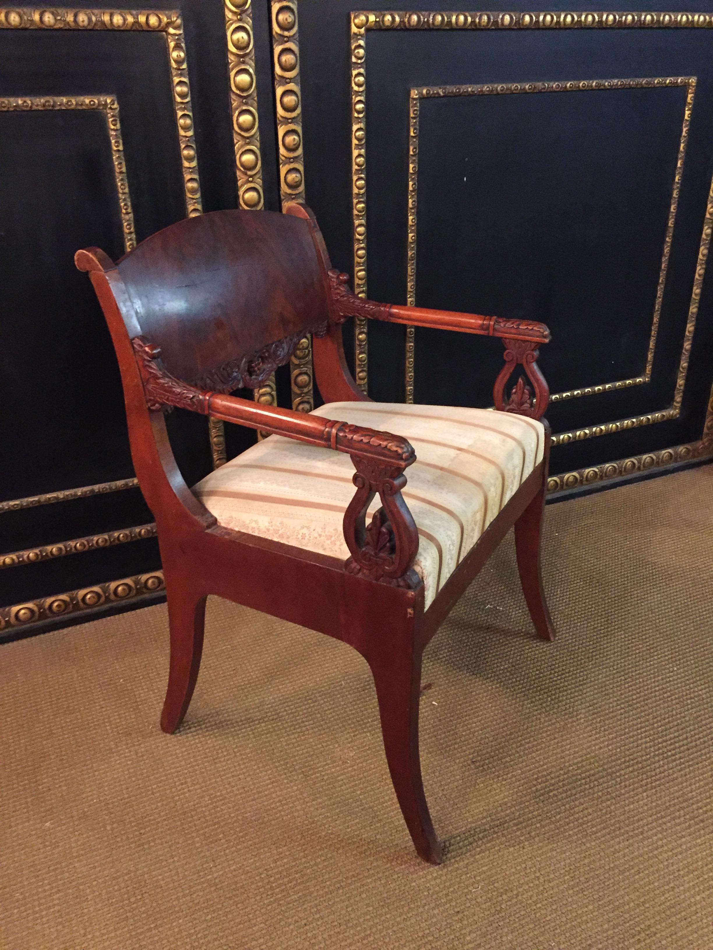19th Century antique Empire Style a Russian Armchair Mahogany  veneer For Sale 1