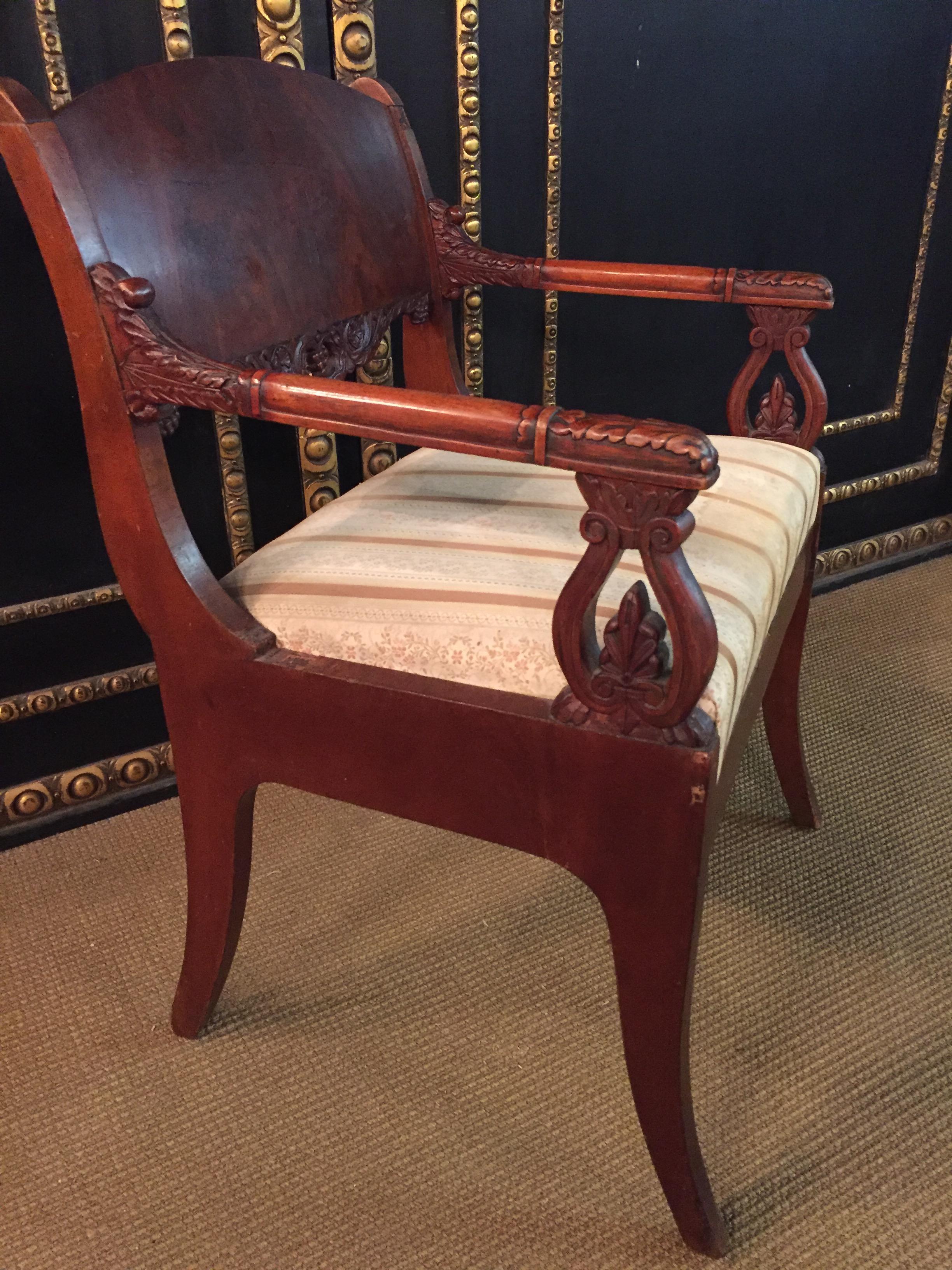 19th Century antique Empire Style a Russian Armchair Mahogany  veneer For Sale 3