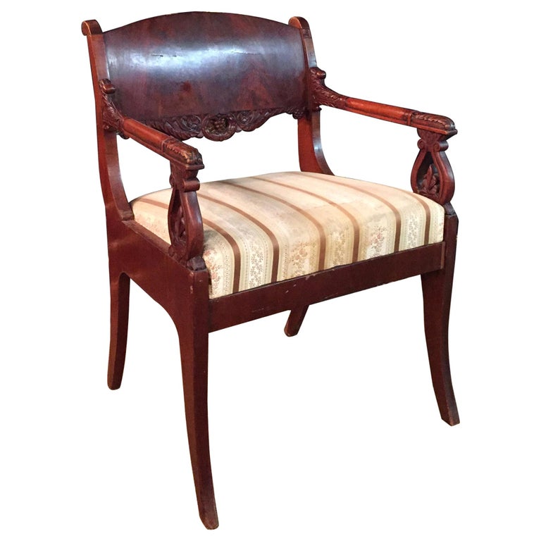 19th Century antique Empire Style a Russian Armchair Mahogany  veneer For Sale