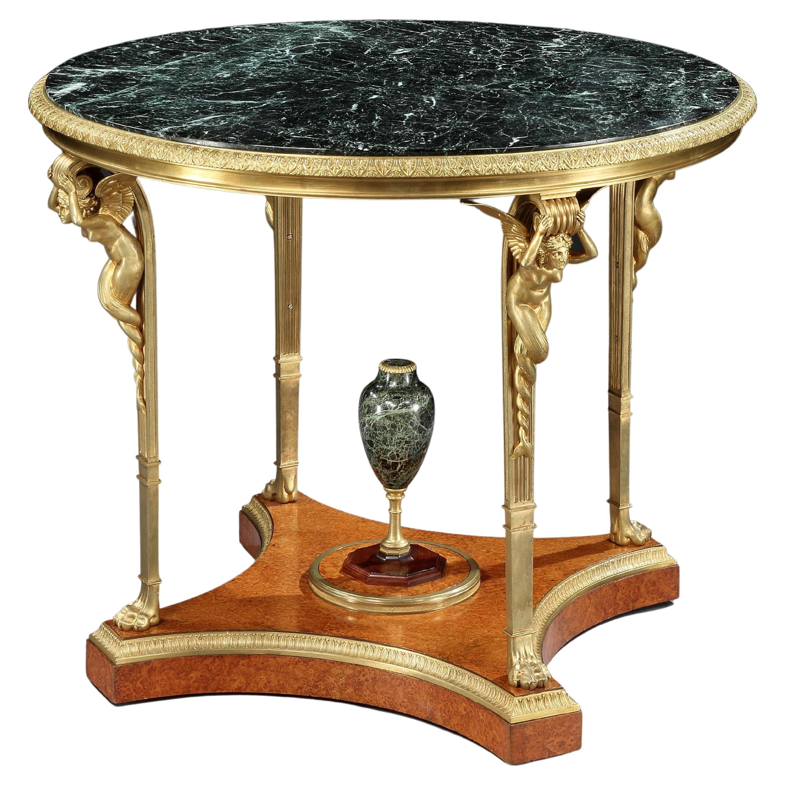 19th Century Empire Style Amboyna Gueridon Table attributed to Maison Millet