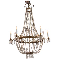 19th Century Empire Style Bronze and Crystal Chandelier