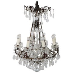 19th Century Empire Style Bronze and Crystals Luxury Chandelier