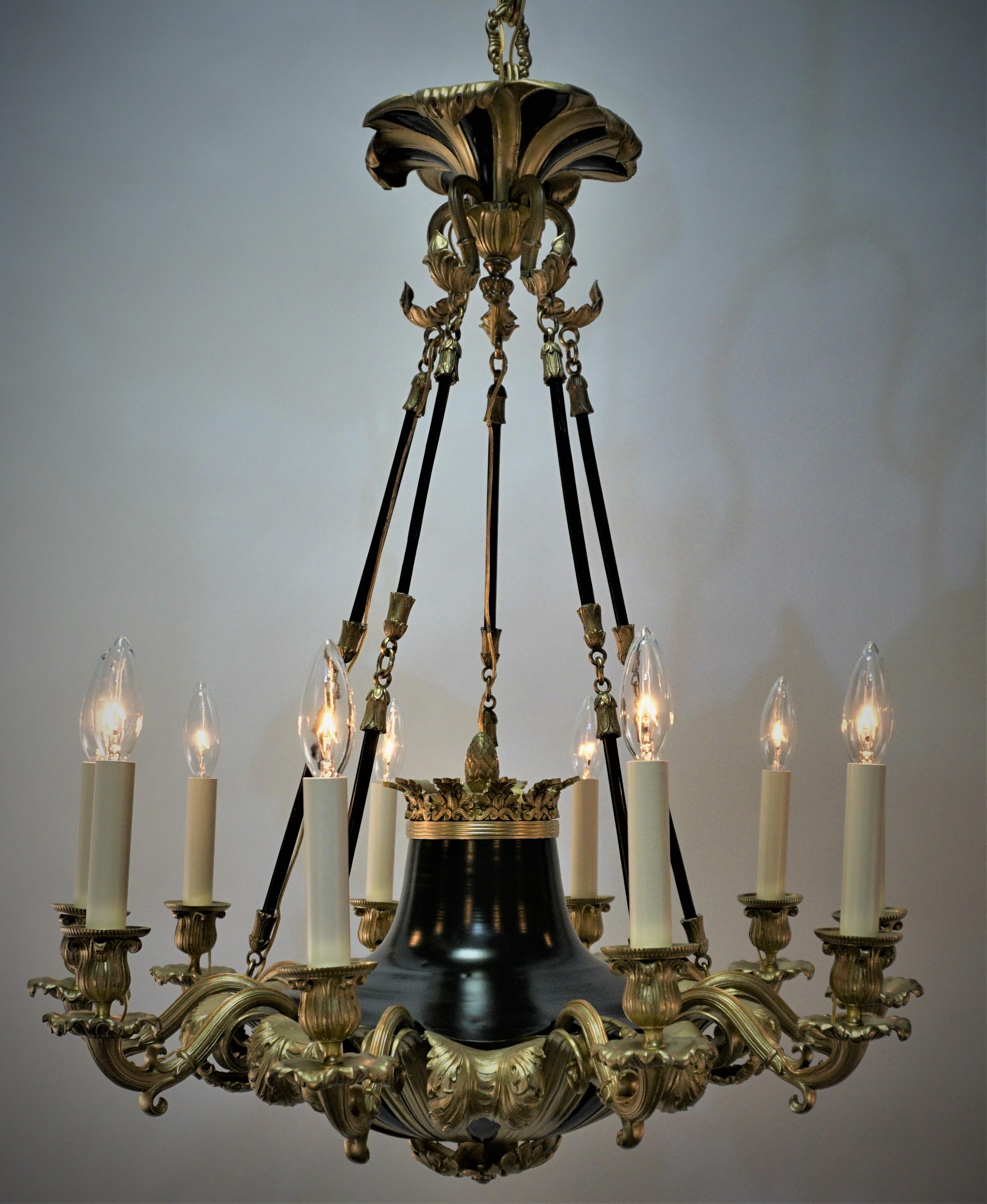 French 19th Century Empire Style Bronze Chandelier