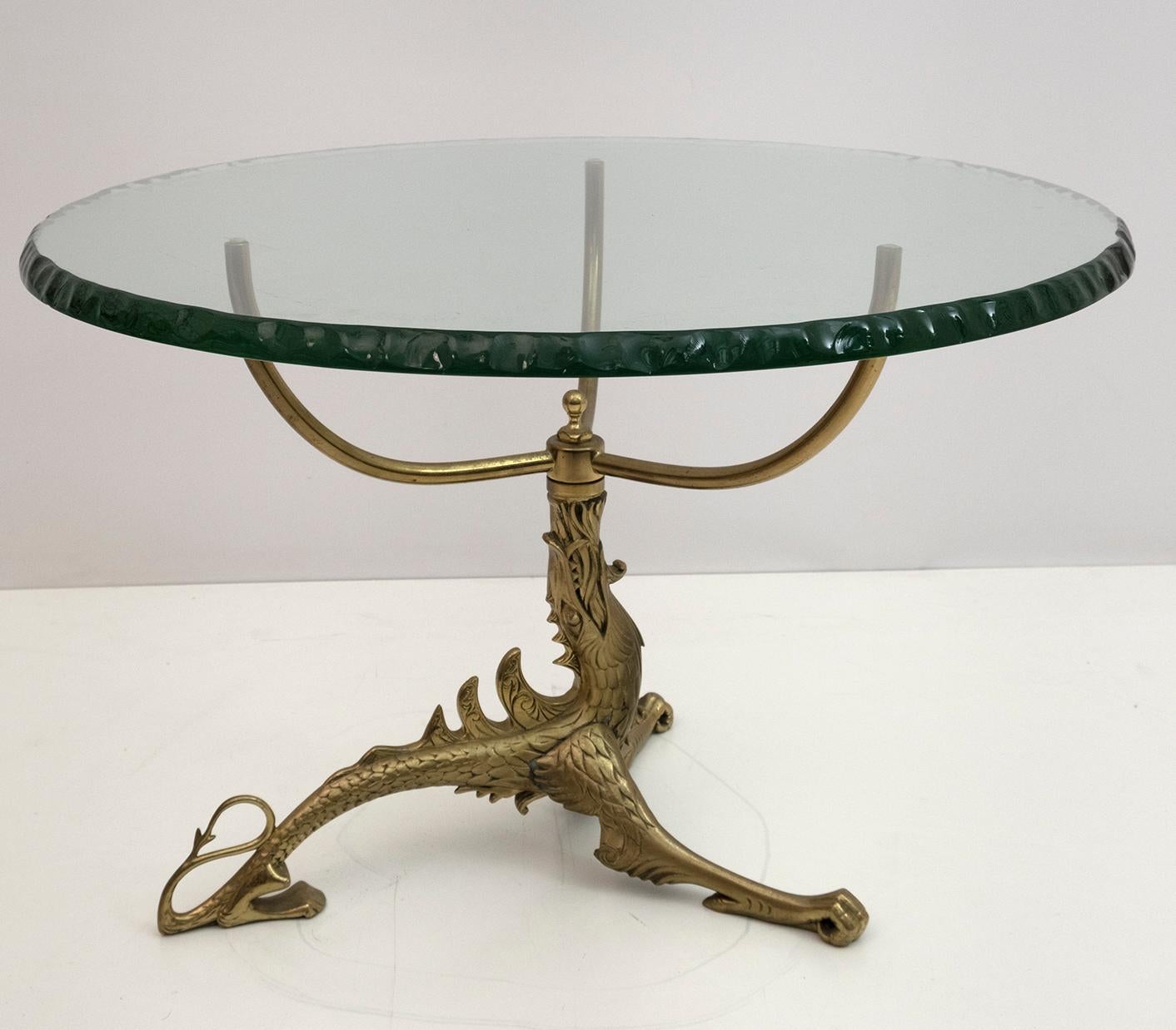 Late 19th Century 19th Century Empire Style, Bronze Dragon with Thick Glass Top Coffee Table