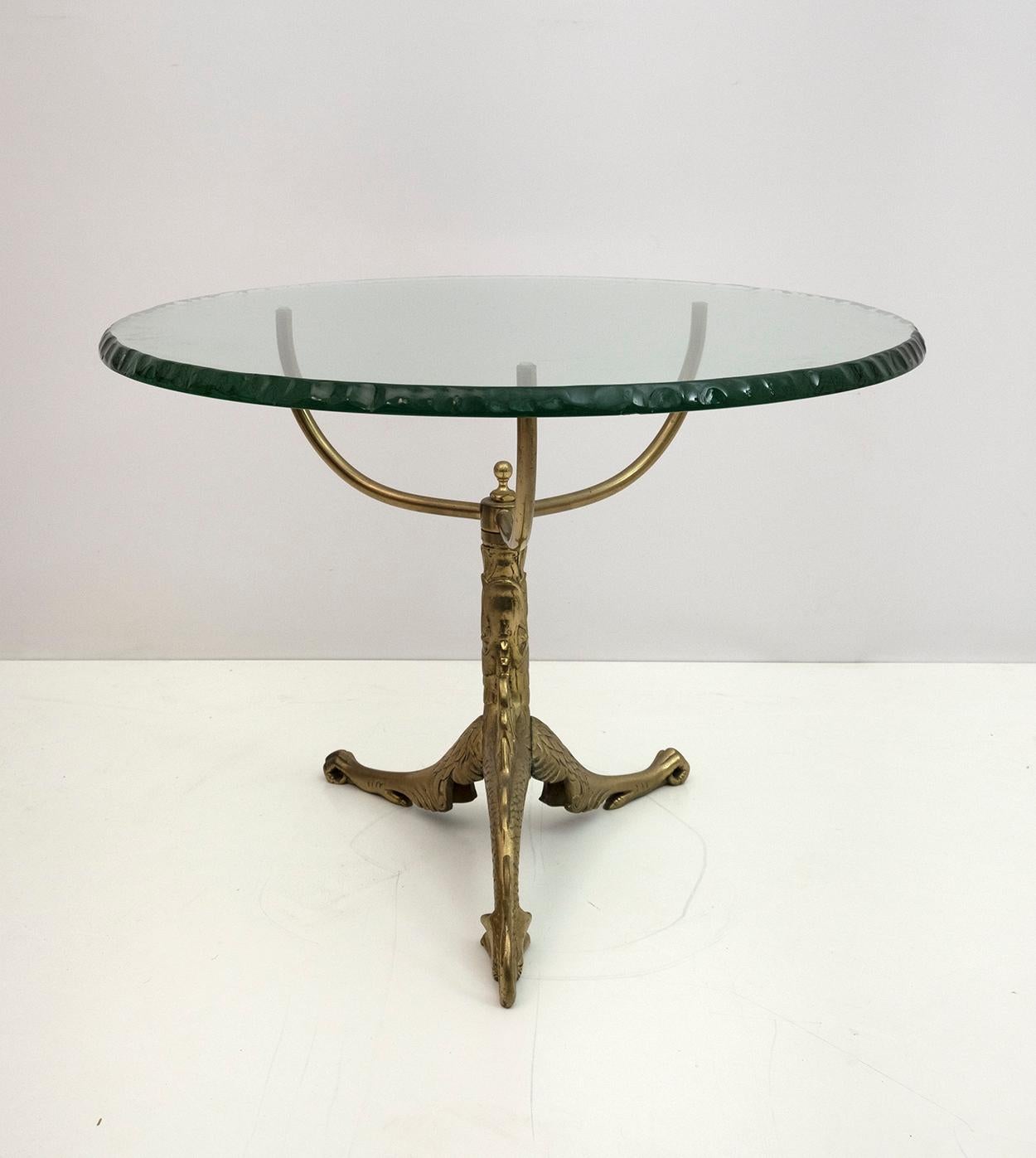 19th Century Empire Style, Bronze Dragon with Thick Glass Top Coffee Table 1