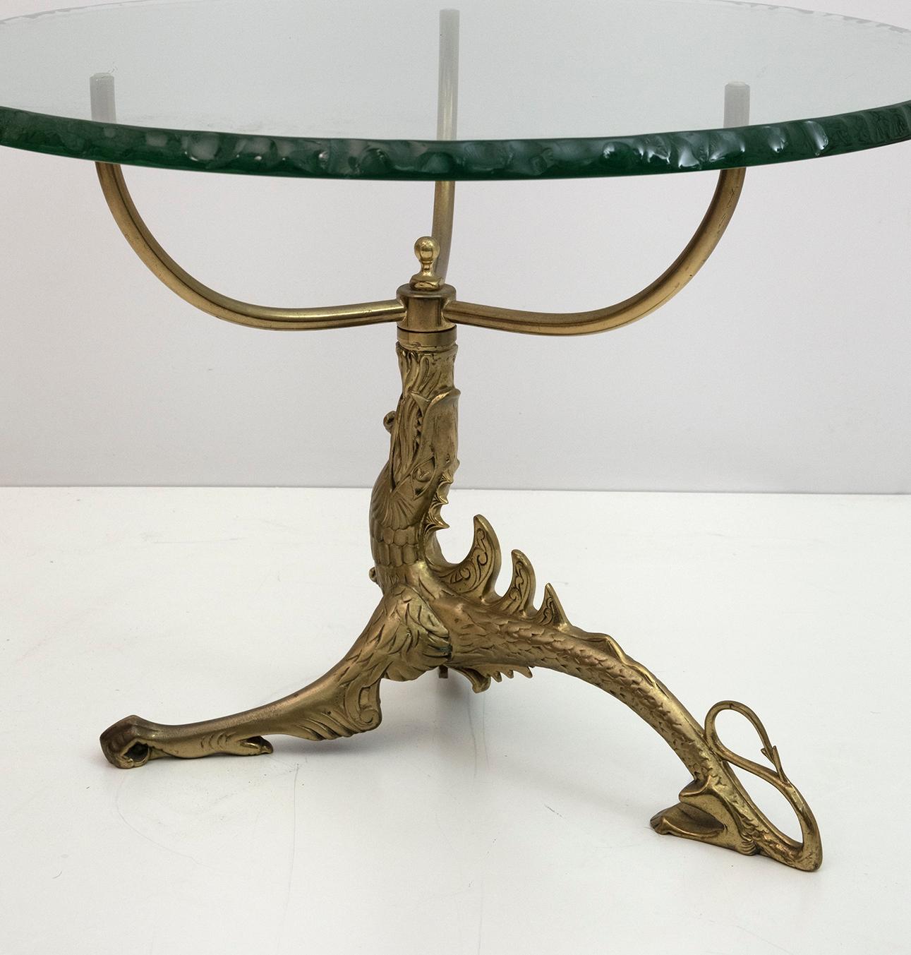 19th Century Empire Style, Bronze Dragon with Thick Glass Top Coffee Table 4