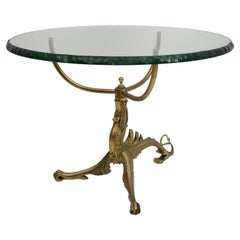 19th Century Empire Style, Bronze Dragon with Thick Glass Top Coffee Table