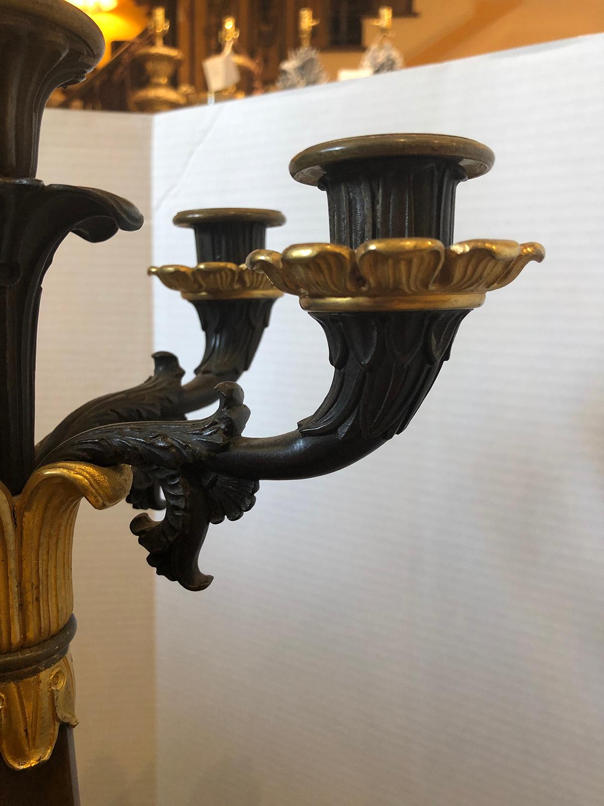 19th Century Empire Style Bronze Five-Arm Candelabra as Lamp For Sale 1