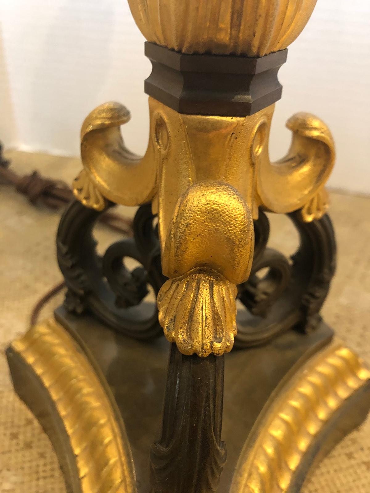 19th Century Empire Style Bronze Five-Arm Candelabra as Lamp For Sale 4