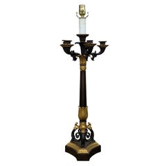 19th Century Empire Style Bronze Five-Arm Candelabra as Lamp