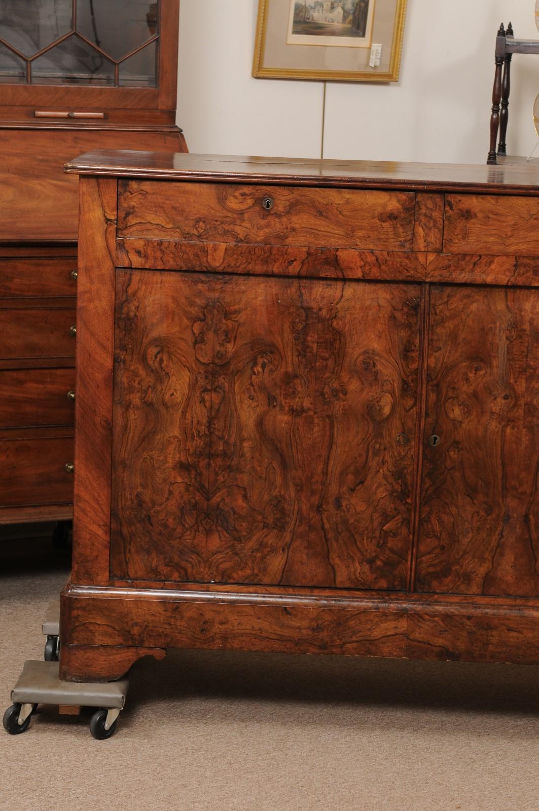 19th Century Empire Style Burled Walnut Buffet, France ca 1880 For Sale 6