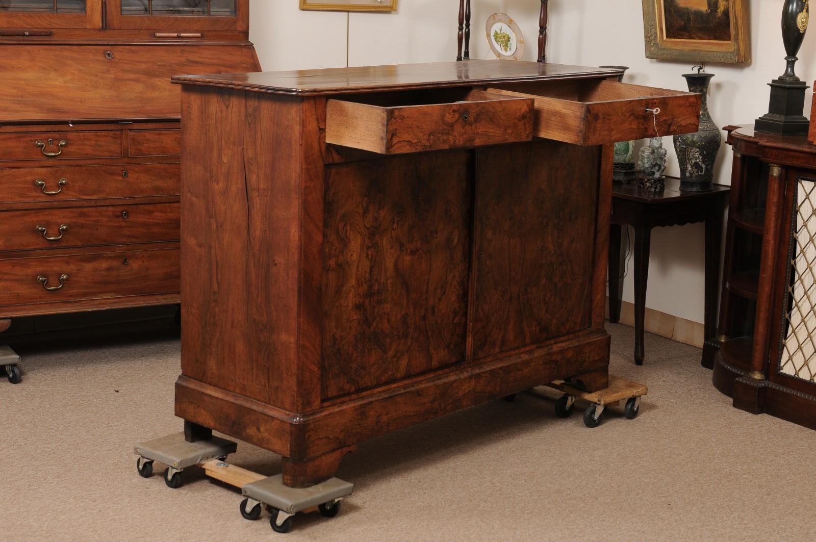 19th Century Empire Style Burled Walnut Buffet, France ca 1880 For Sale 9