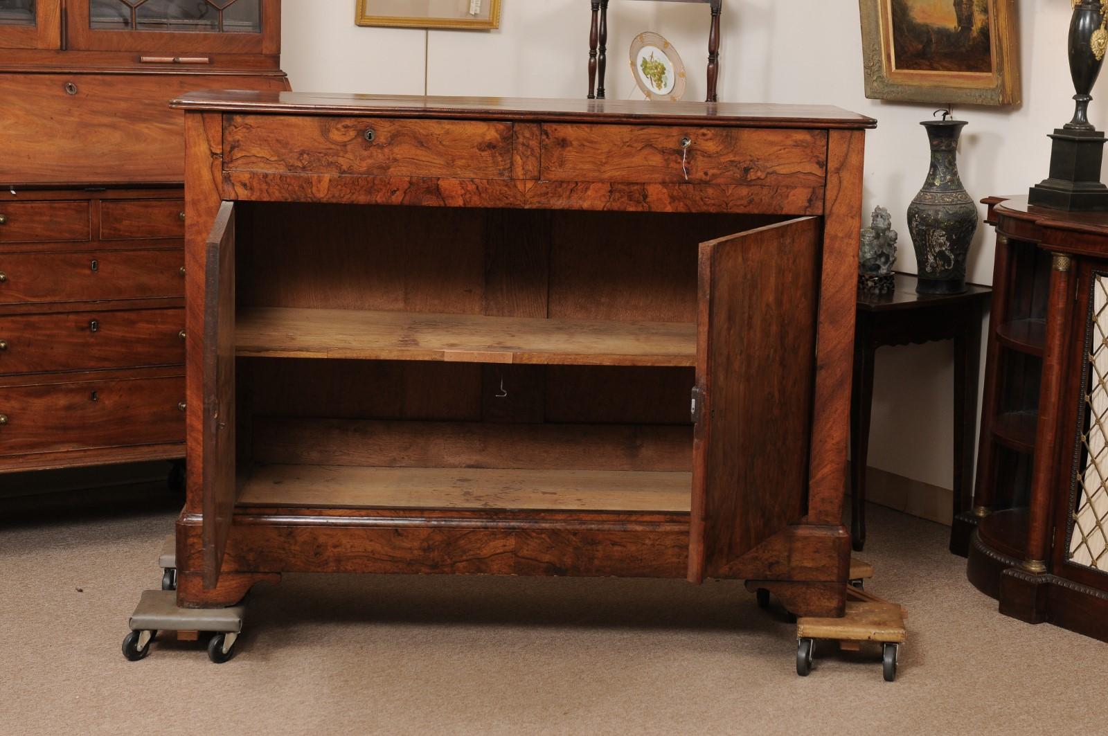 19th Century Empire Style Burled Walnut Buffet, France ca 1880 For Sale 5