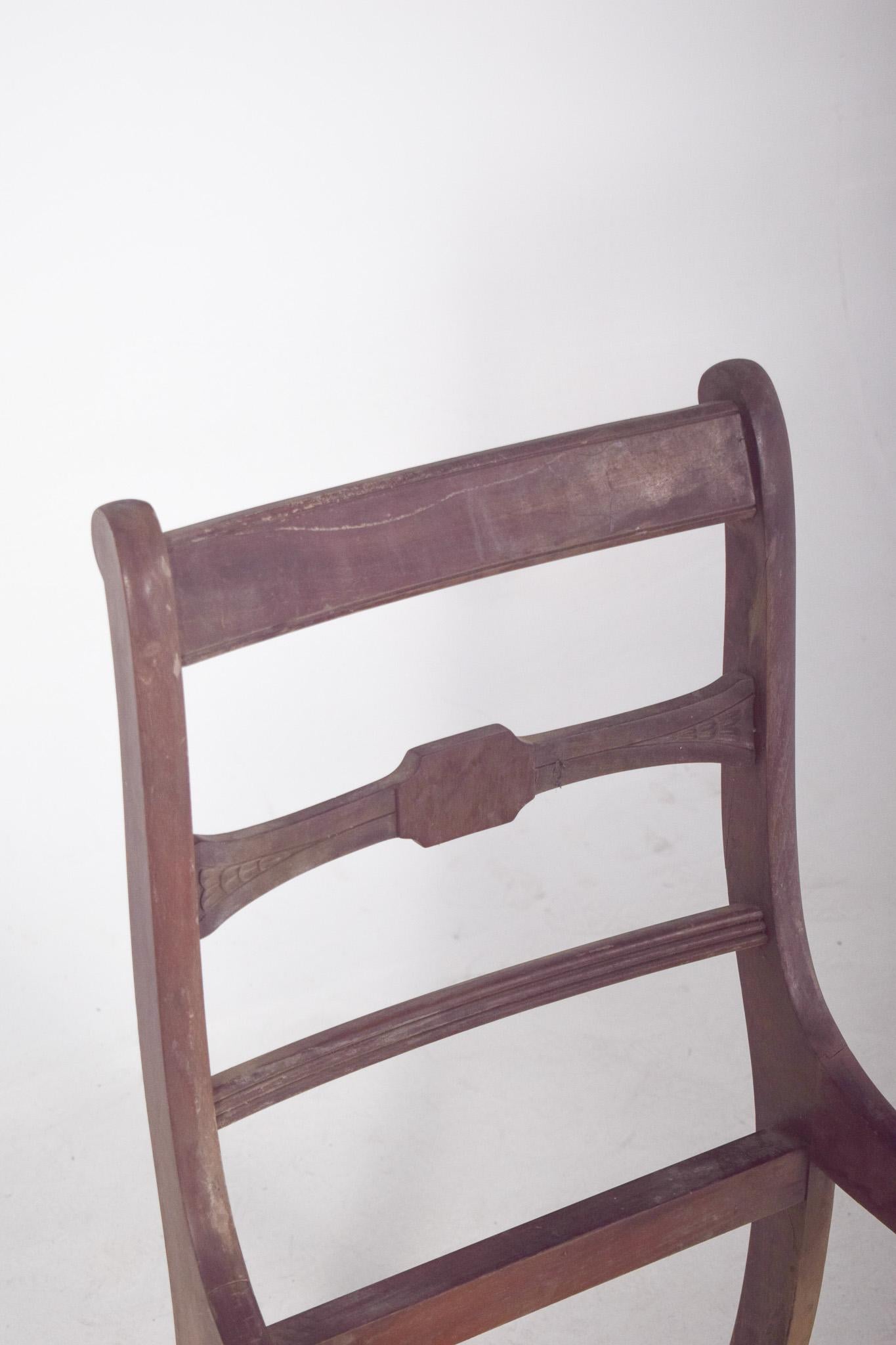 British 19th Century Empire Style Chair with Inlays For Sale