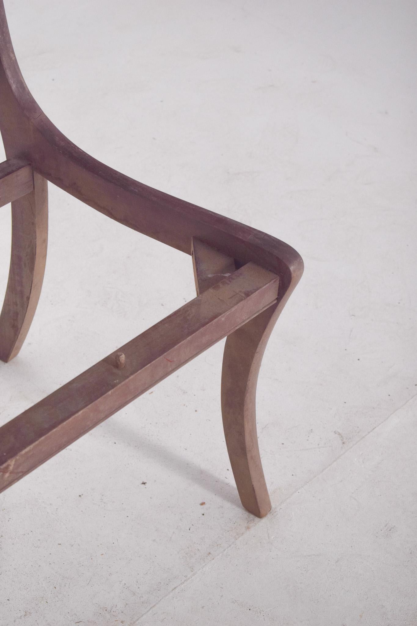 19th Century Empire Style Chair with Inlays In Distressed Condition For Sale In Lisboa, Lisboa