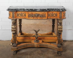 19th Century Empire-Style Console Table - Gilt Bronze Mounts - Black Marble Top