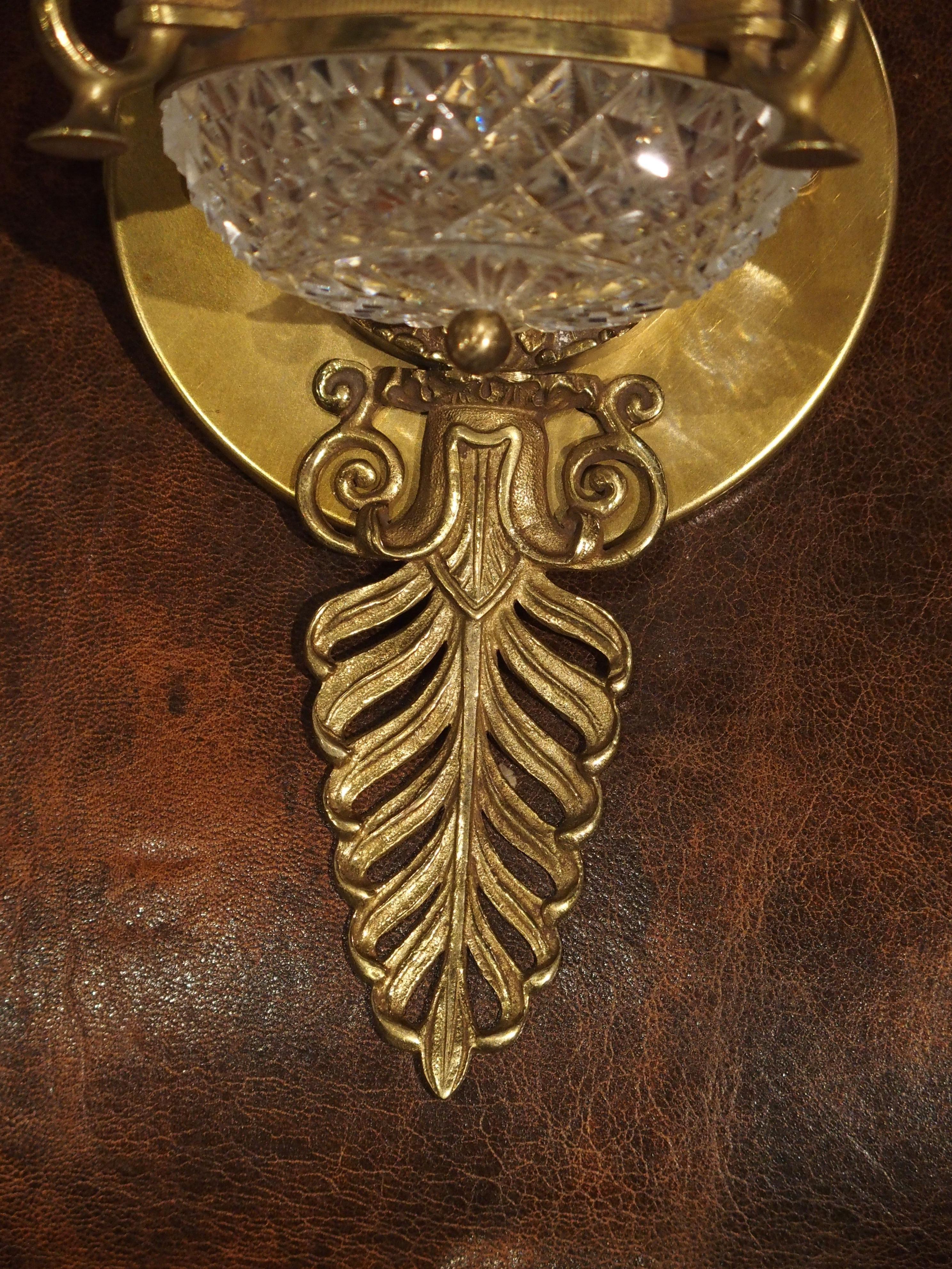 19th Century Empire Style Crystal and Bronze Swan Sconce from France 3