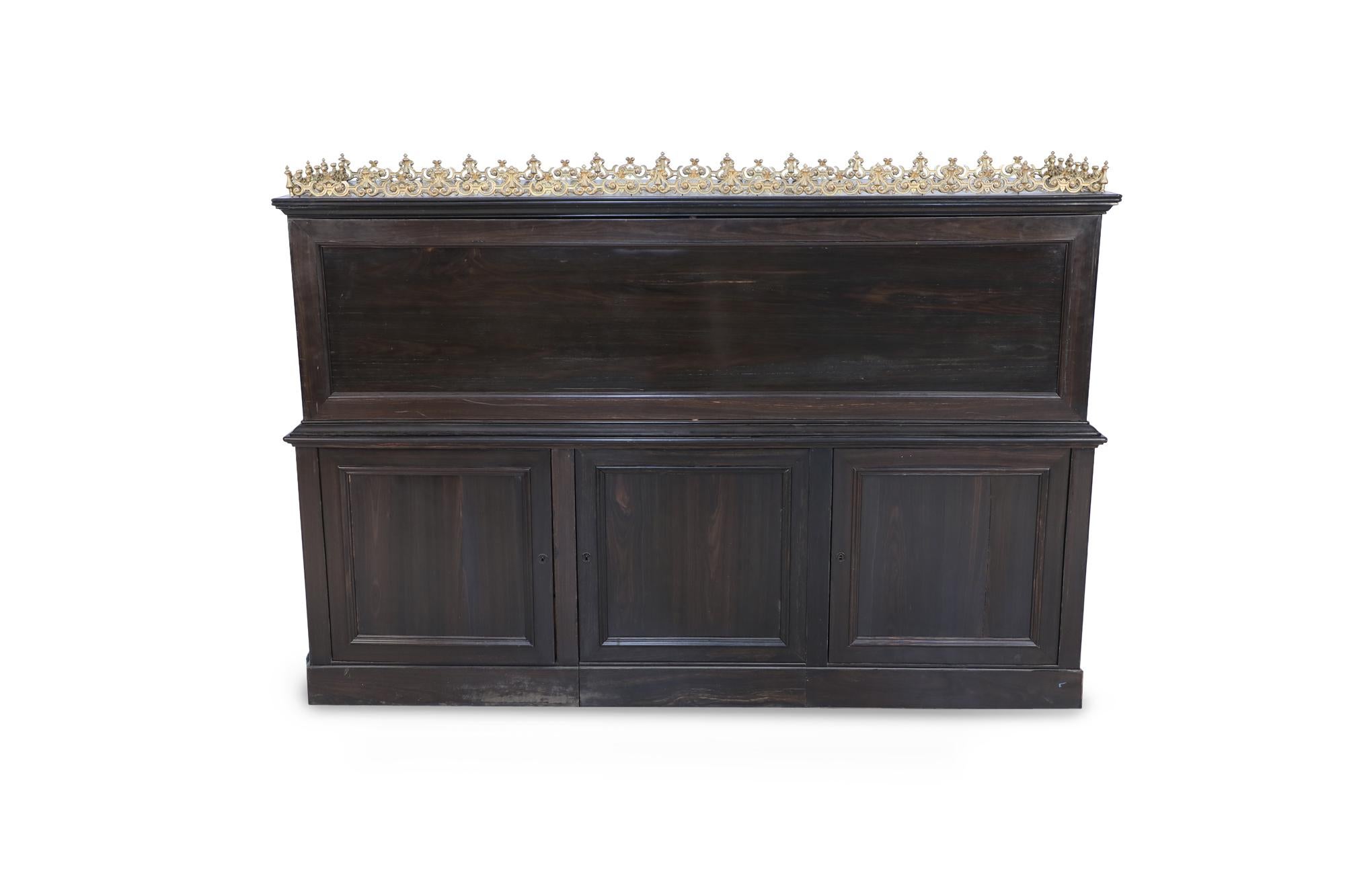 Mahogany 19th Century Empire Style English Roll Top Desk with Bronze Mounts For Sale