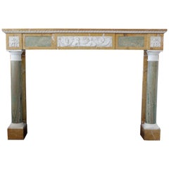 19th Century Empire Style Fireplace in Jaune de Sienne and Green Marble