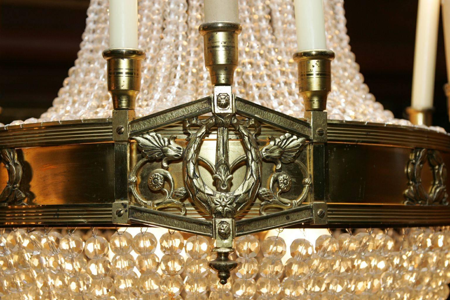 Bronze 19th Century Empire Style French Basket Chandelier For Sale