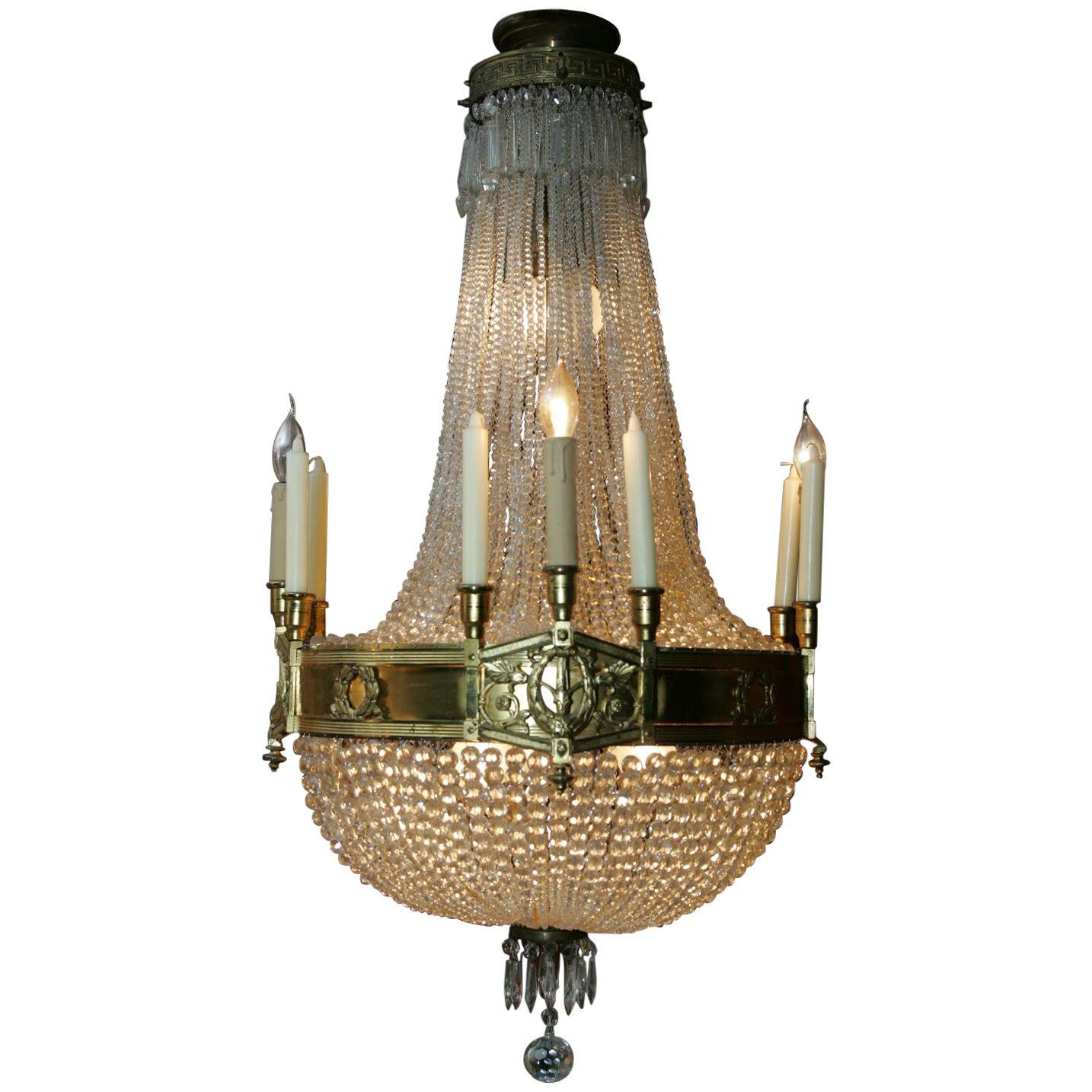 19th Century Empire Style French Basket Chandelier