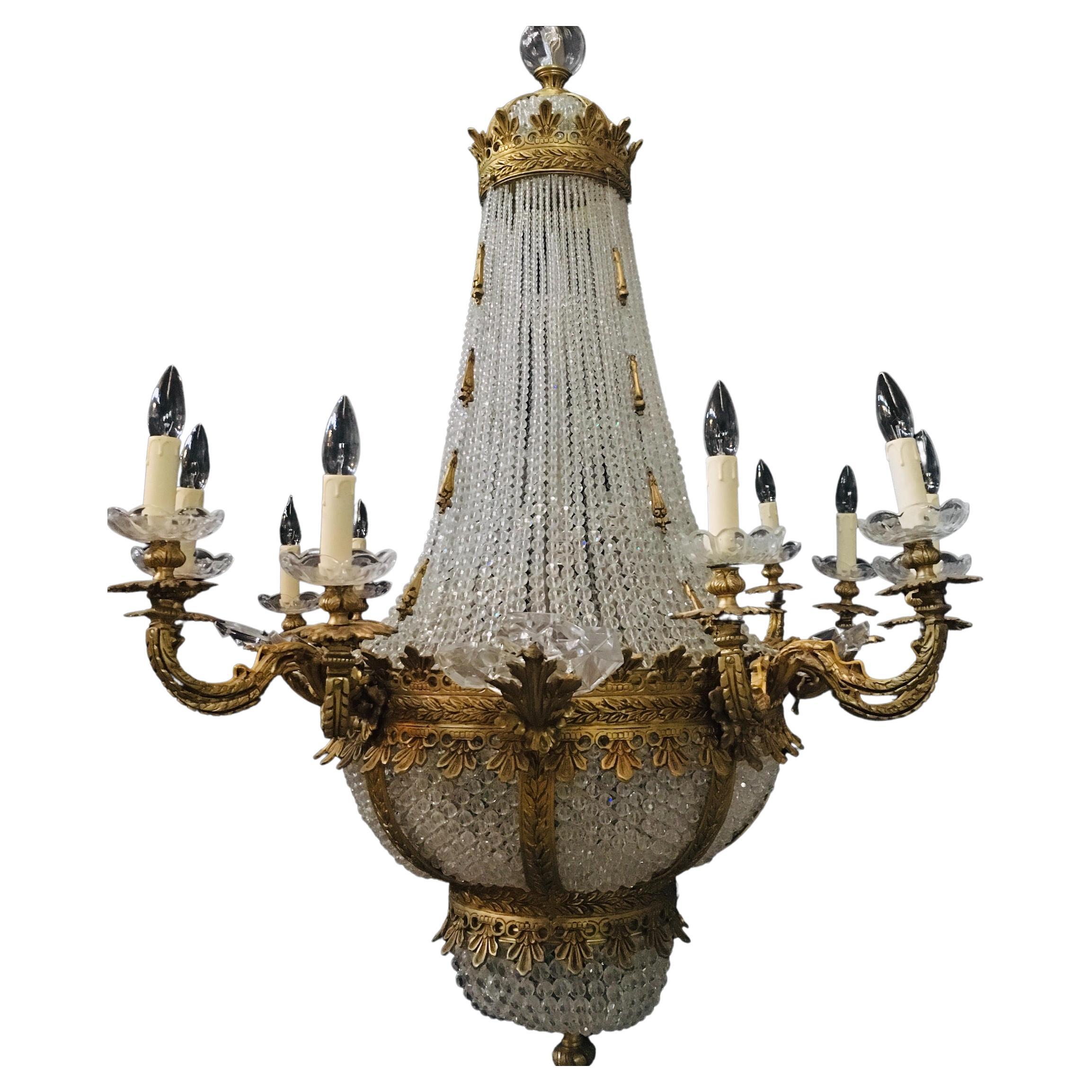 19th Century French Empire Basket Style Chandeliers For Sale at 1stDibs