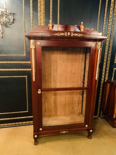 19th Century antique Empire Style French Mahogany Vitrine bronzed