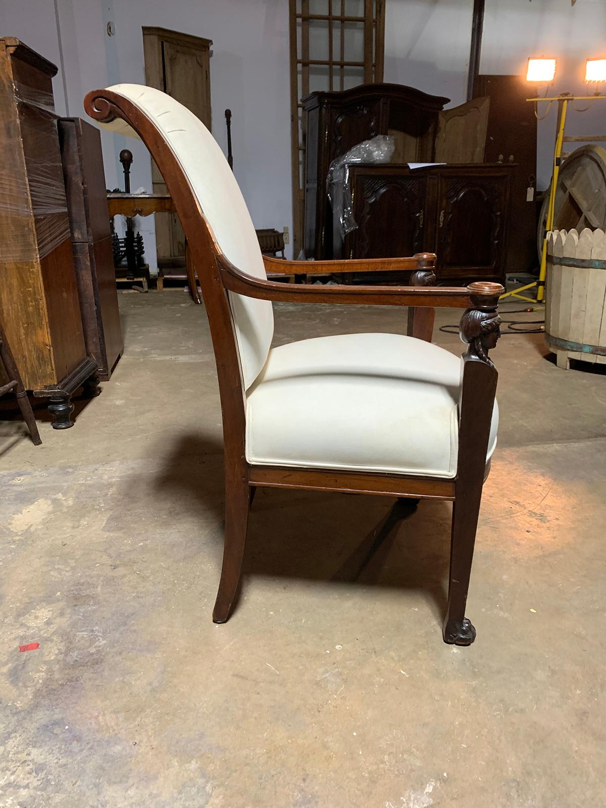 19th Century Empire Style Fruitwood Armchair In Good Condition In Atlanta, GA