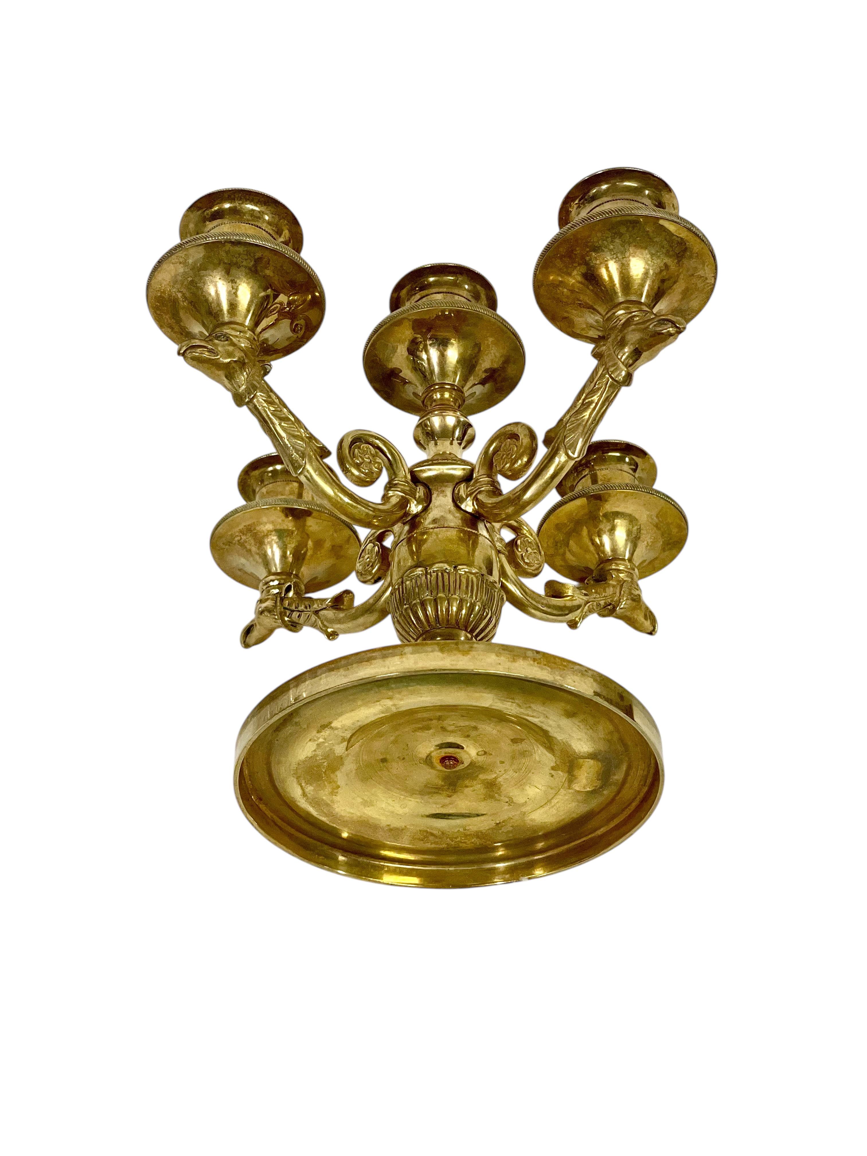 Candelabro in bronzo dorato stile Impero del XIX secolo in vendita 4