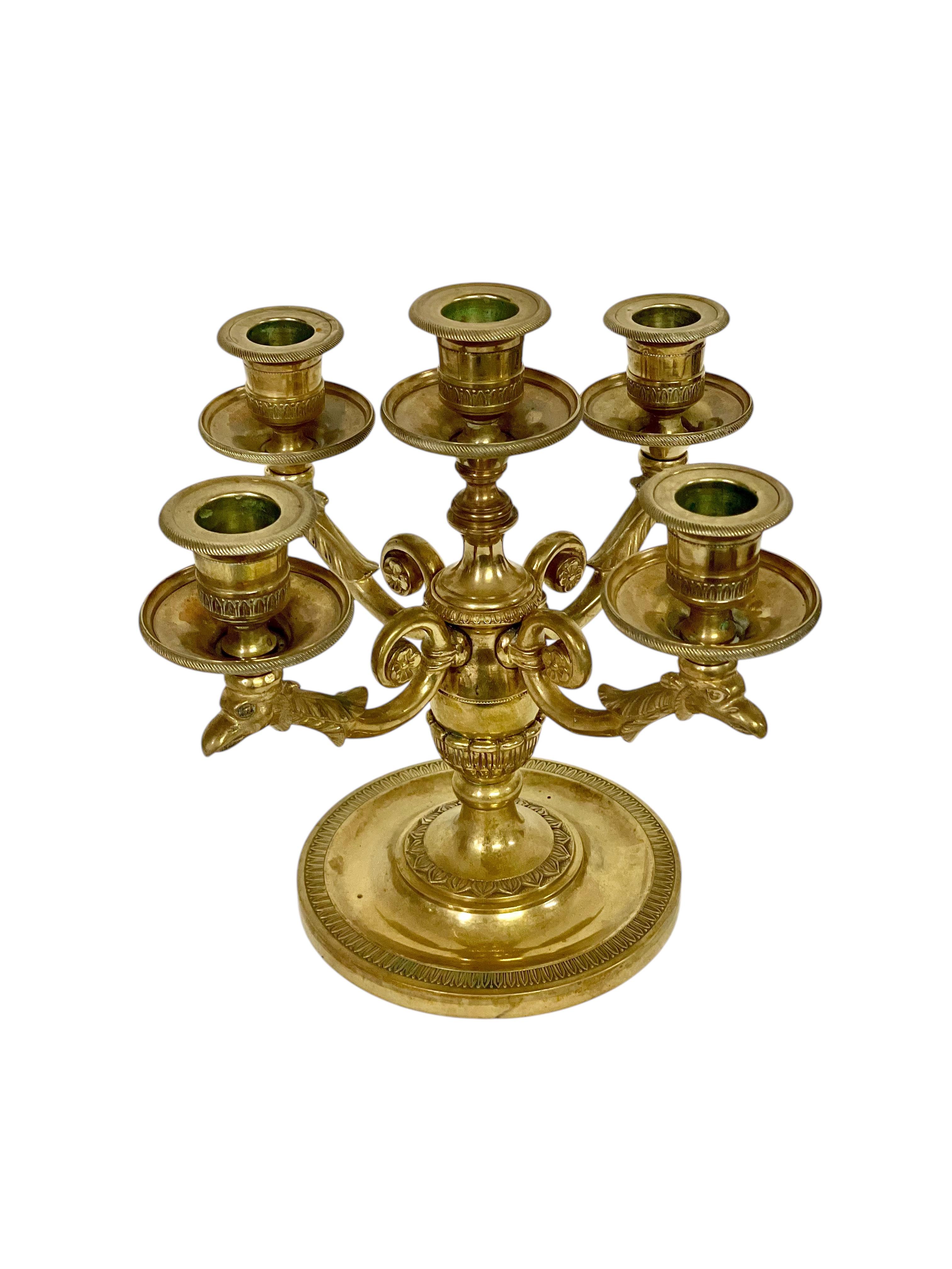 Candelabro in bronzo dorato stile Impero del XIX secolo in vendita 5