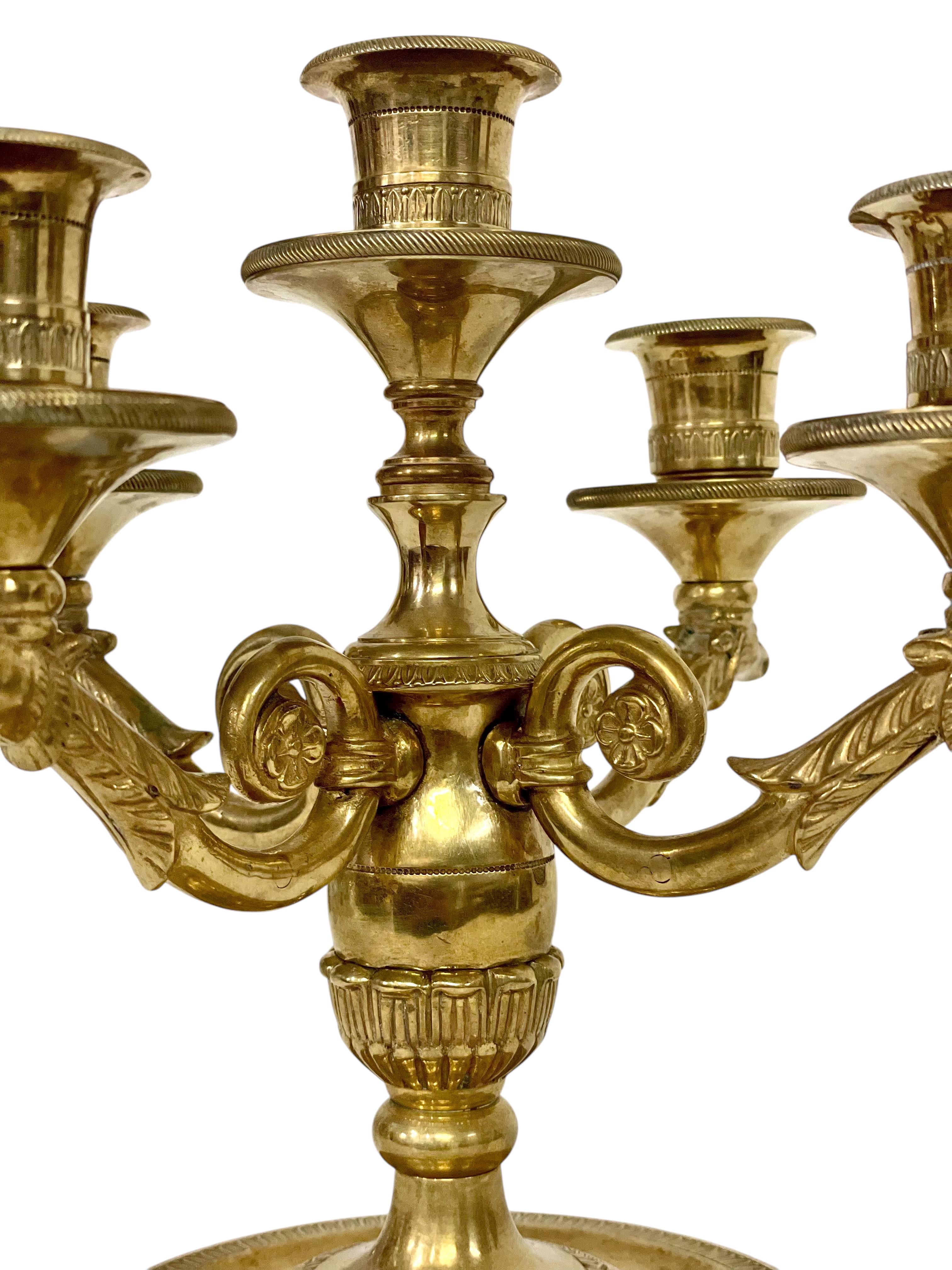 Candelabro in bronzo dorato stile Impero del XIX secolo in vendita 2