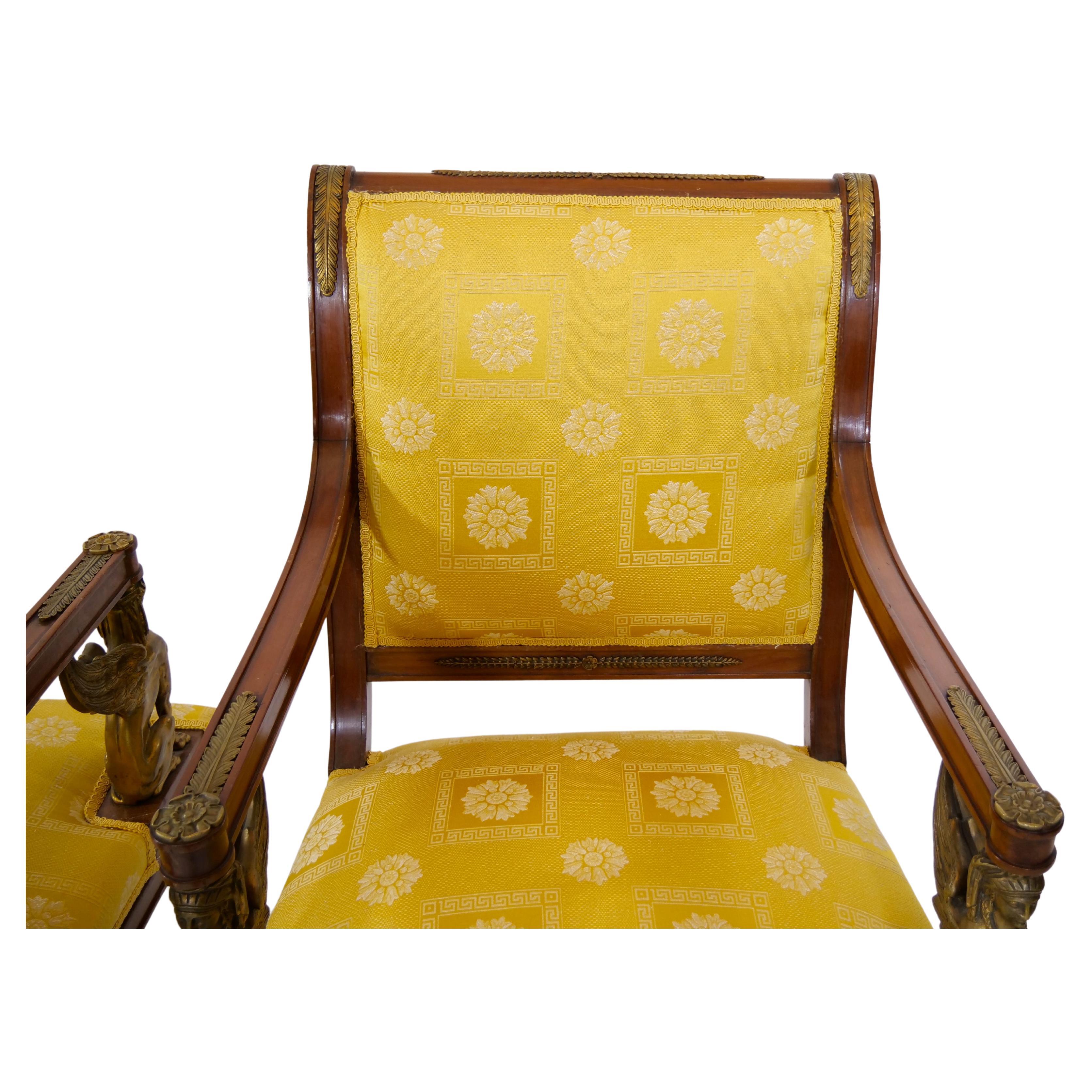 Paar vergoldete Bronze-Sessel im Empire-Stil des 19. Jahrhunderts im Zustand „Gut“ im Angebot in Tarry Town, NY