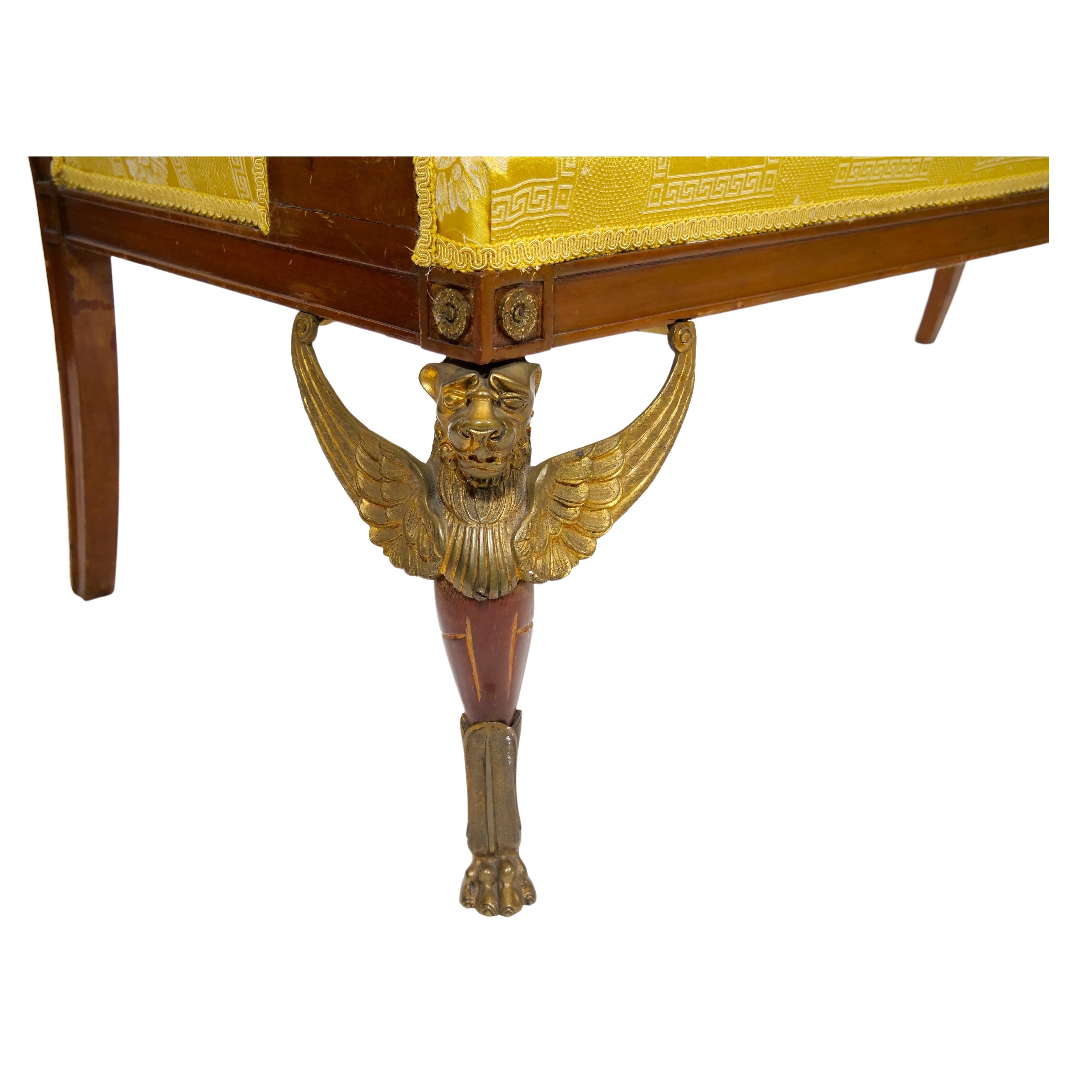 19. Jahrhundert Empire-Stil vergoldete Bronze montiert Sofa / Sofa (Handgeschnitzt) im Angebot